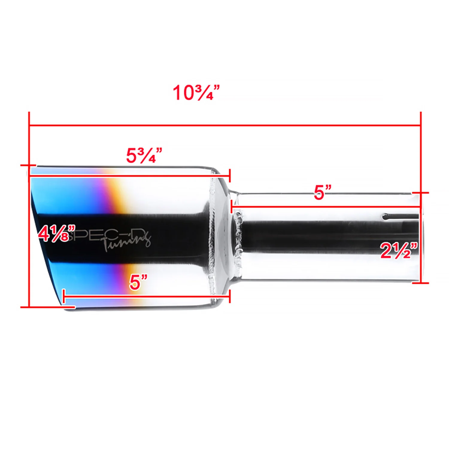 Universal 2.5" Inlet/4.125" Outlet Chrome Steel Angled Burnt Blue Exhaust Tips - Image 2