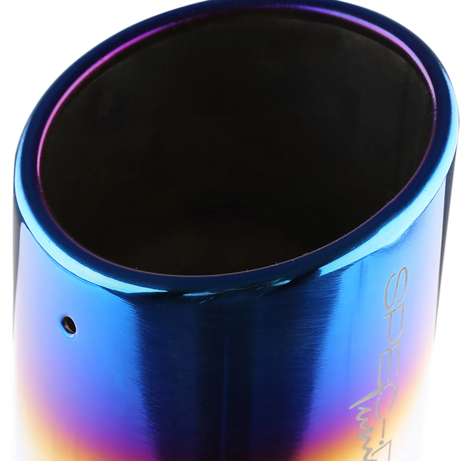 Universal 2.5" Inlet/4.125" Outlet Chrome Steel Angled Burnt Blue Exhaust Tips - Image 4