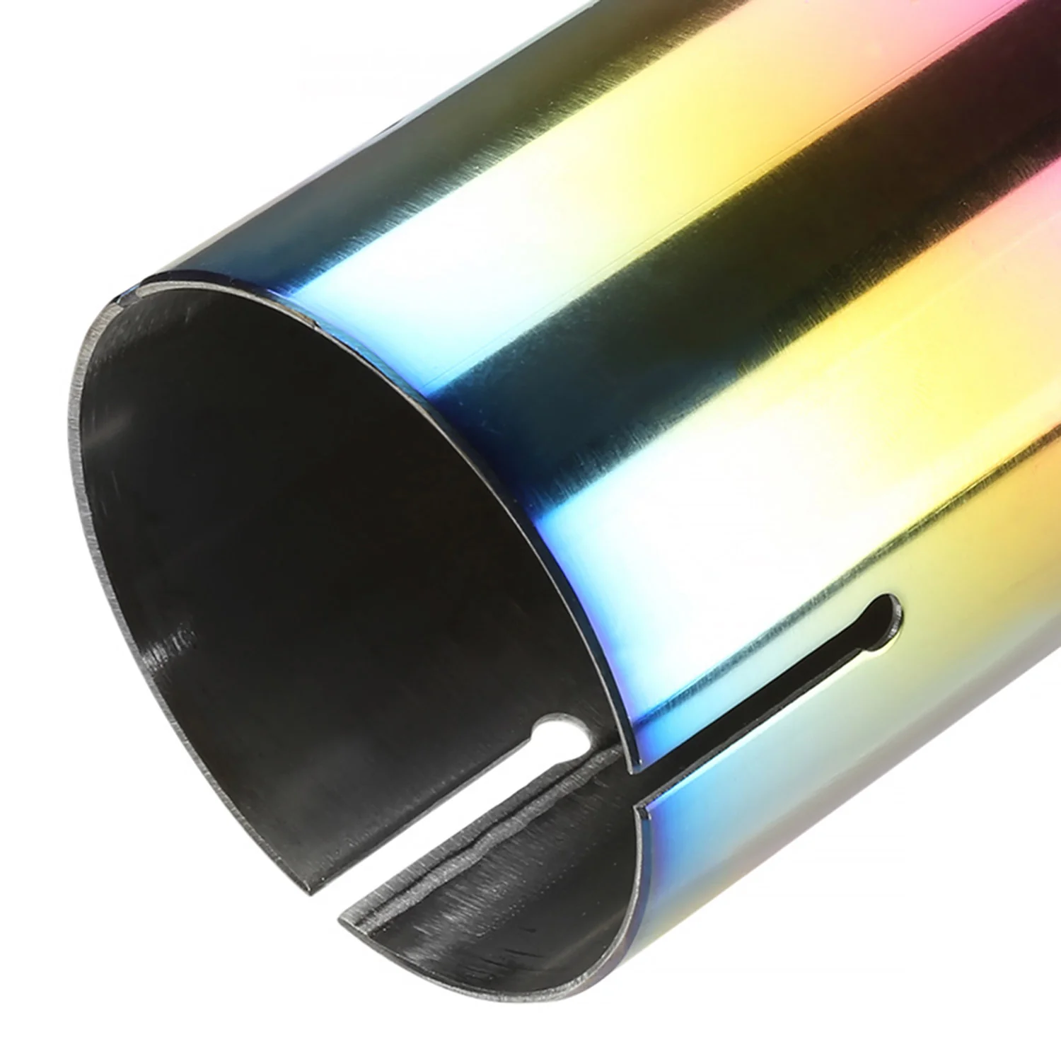 Universal 2.5" Inlet/4.125" Outlet Rainbow Steel Burnt Purple Exhaust Tips 2Pcs - Image 8
