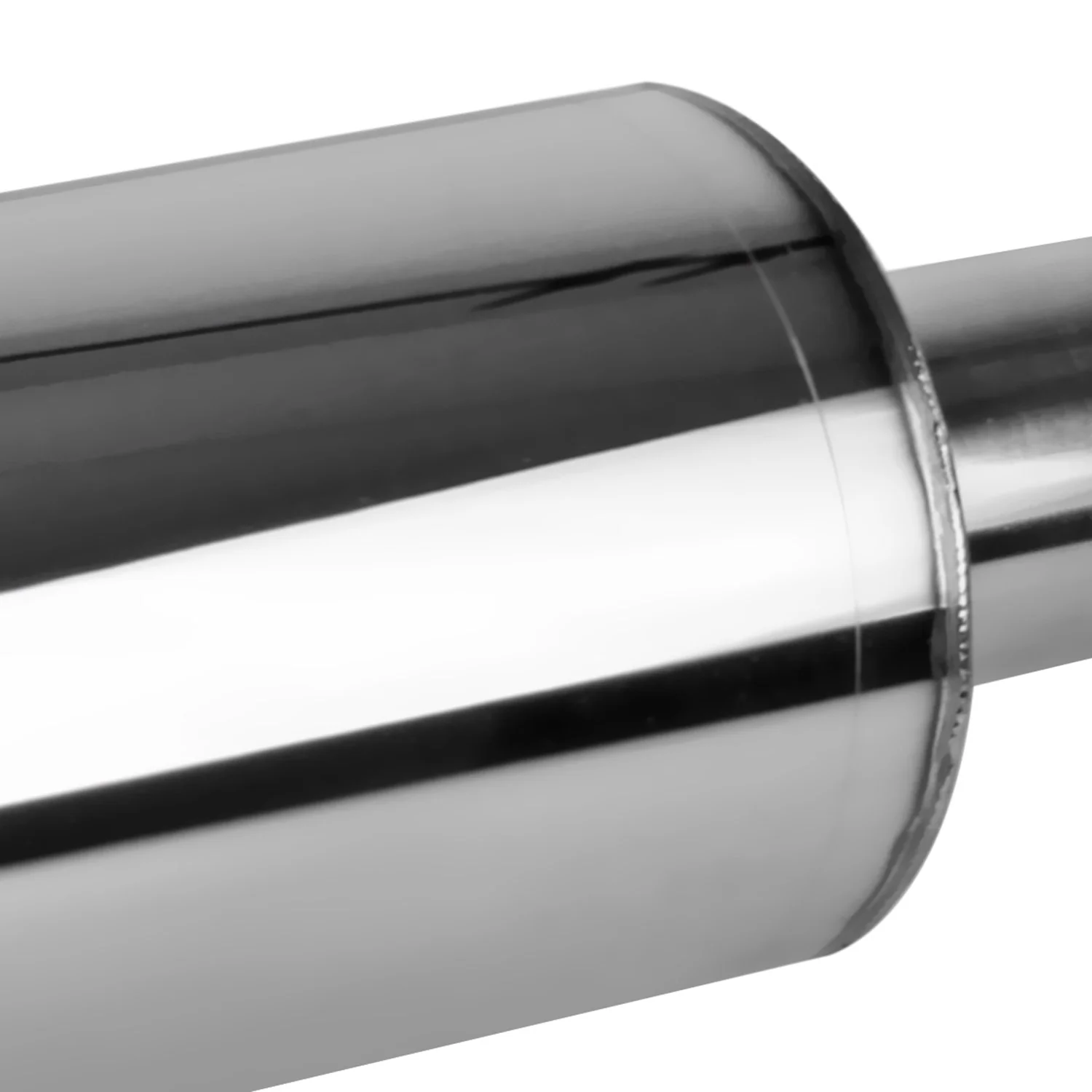 Universal 2.5" Inlet/4" Outlet S. Steel Muffler w/ Fireball Style Burnt Tip - Image 4