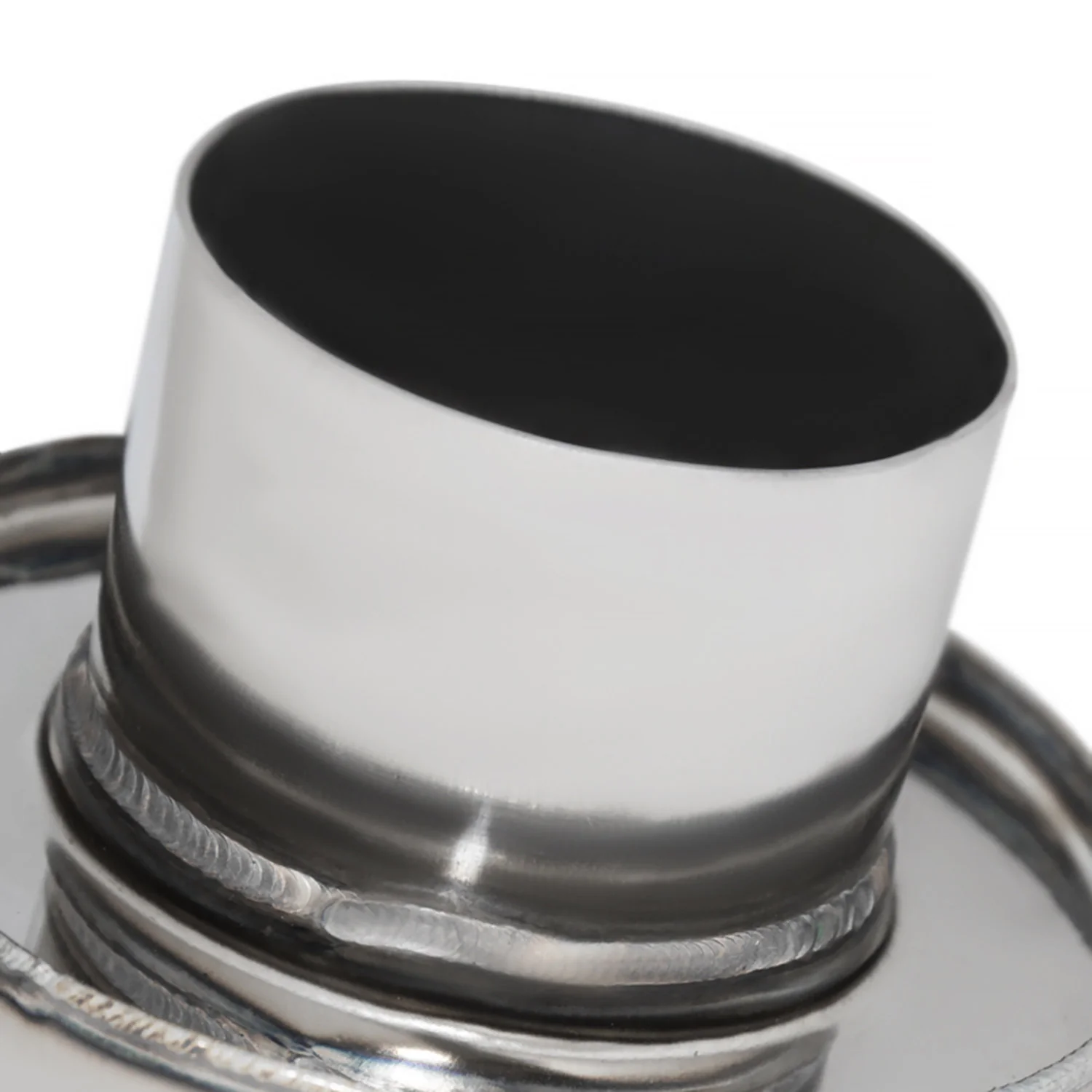 Universal 2.5" Inlet/4" Outlet S.Steel Spiral Flow Exhaust Muffler w/ Burnt Tip - Image 10
