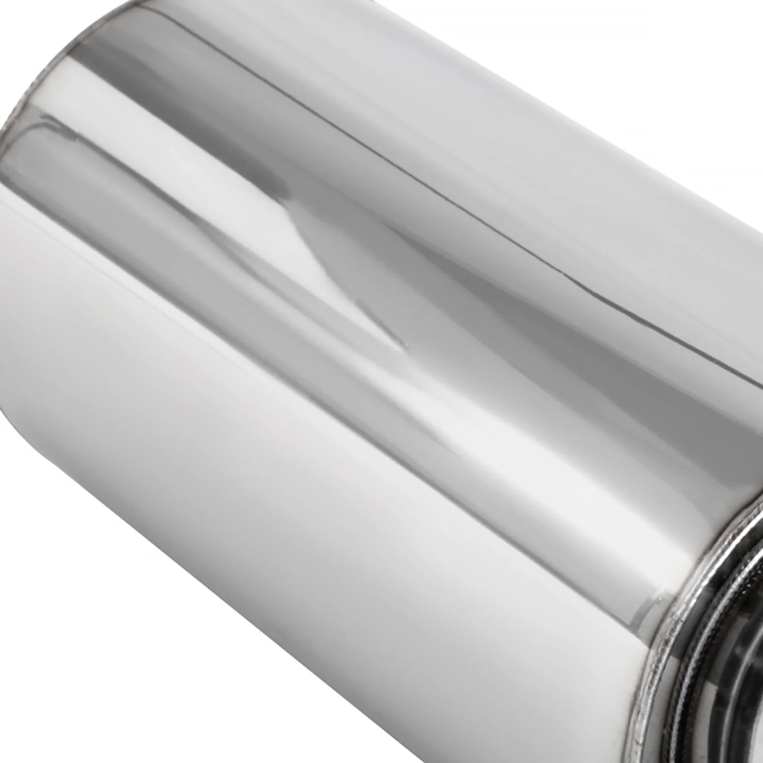 Universal 2.5" Inlet/4" Outlet S.Steel Spiral Flow Exhaust Muffler w/ Burnt Tip - Image 7