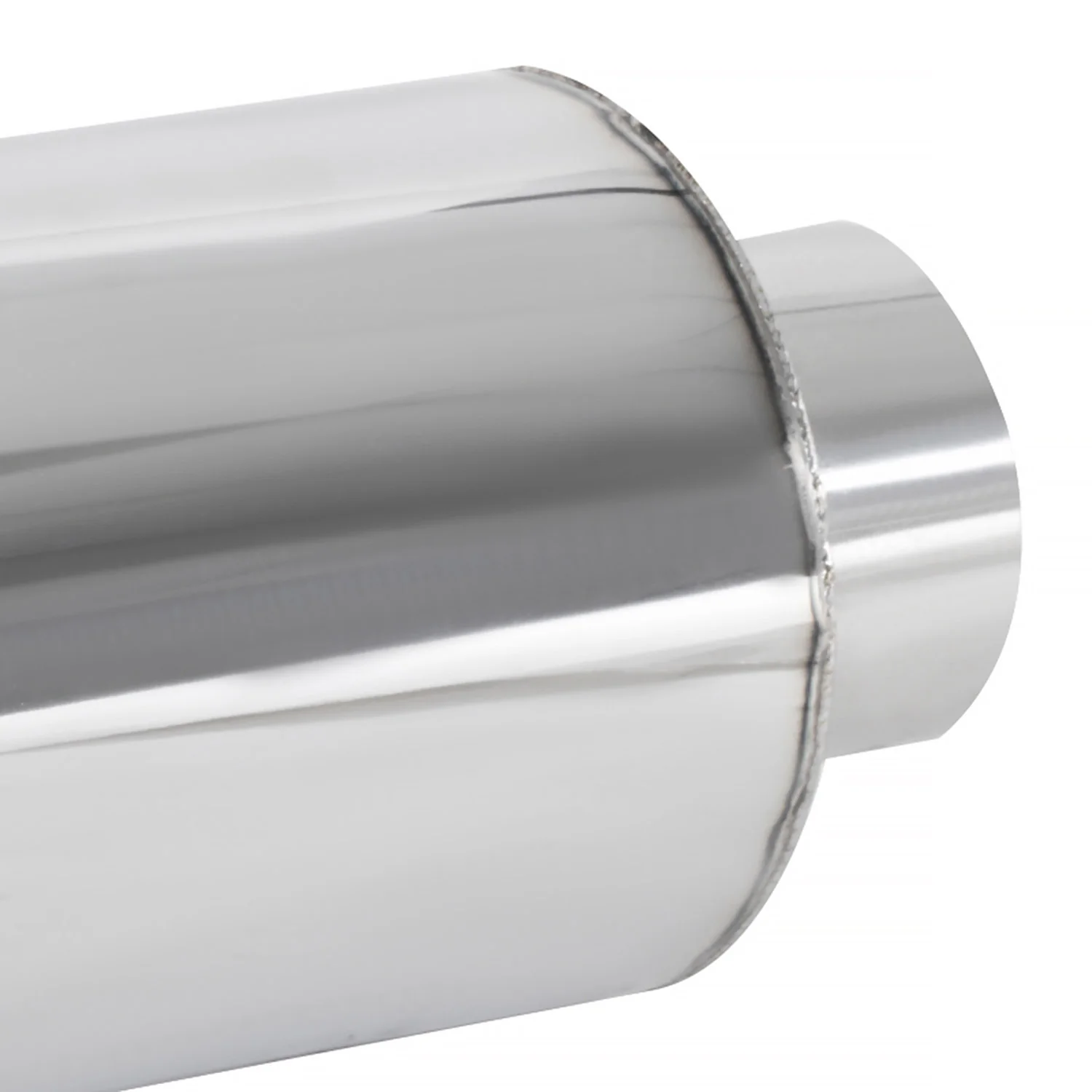 Universal 2.5" Inlet/4" Outlet S.Steel Spiral Flow Exhaust Muffler w/ Burnt Tip - Image 8
