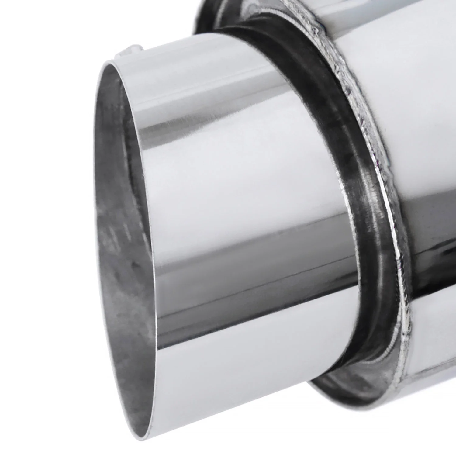 Universal 2.5" Inlet/4" Outlet S.Steel Spiral Flow Exhaust Muffler w/Slanted Tip - Image 3