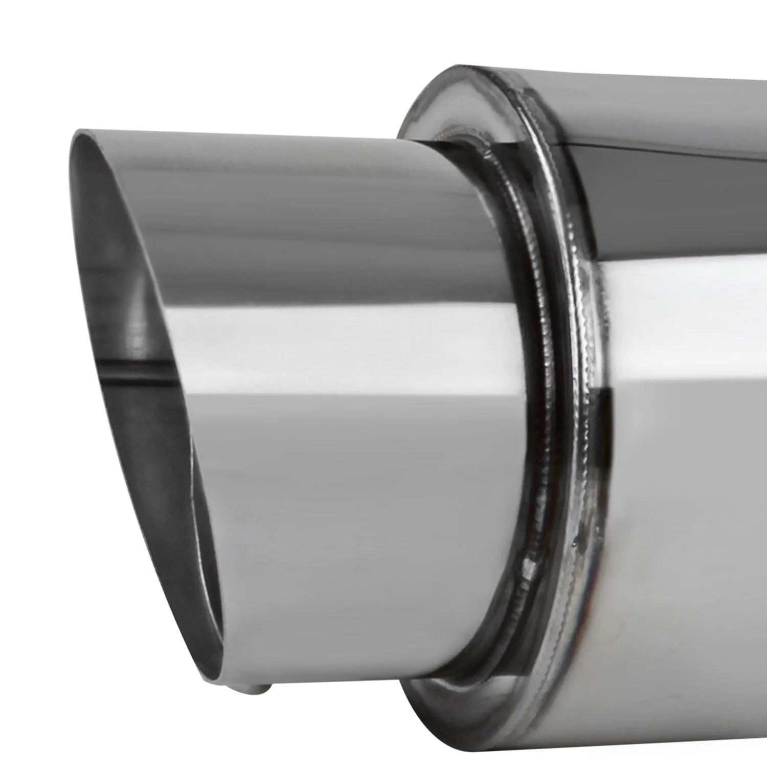 Universal 2.5" Inlet/4" Outlet Stainless Steel Muffler w/ Fireball Style Tip - Image 9
