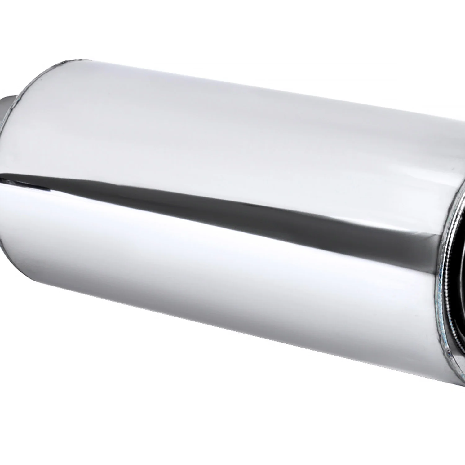 Universal 2.5" Inlet/4" Outlet Steel Spiral Exhaust Muffler Slanted Burnt Tip - Image 7