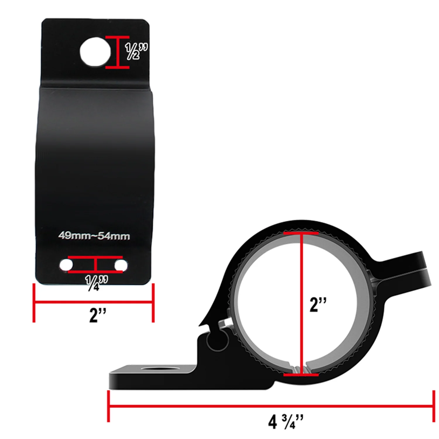 Universal 2" Aluminum Light Mounting Brackets Black - Image 2
