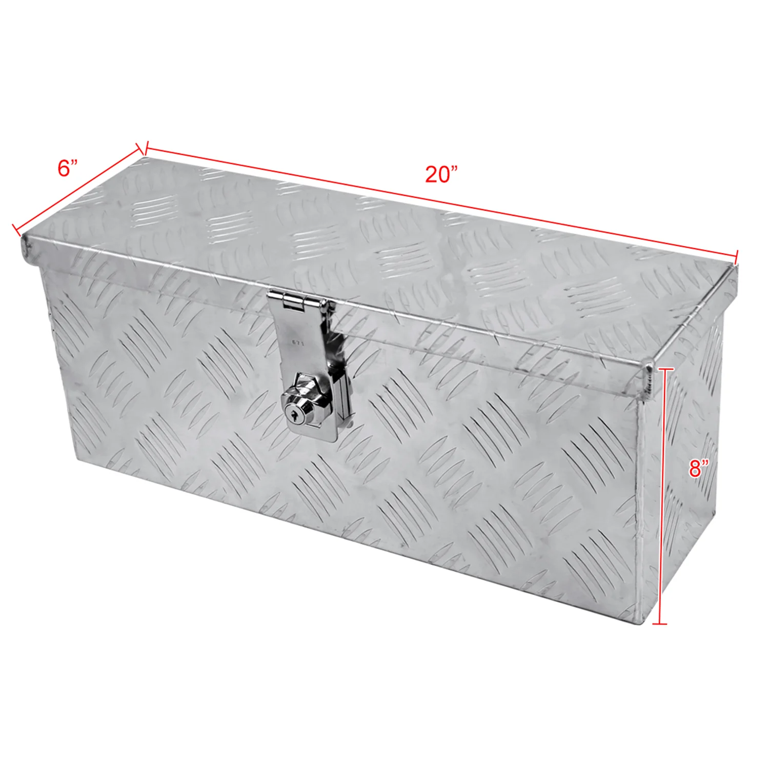 Universal 20" Heavy Duty Silver Aluminum Tool Box w/ Lock & Keys - Image 2