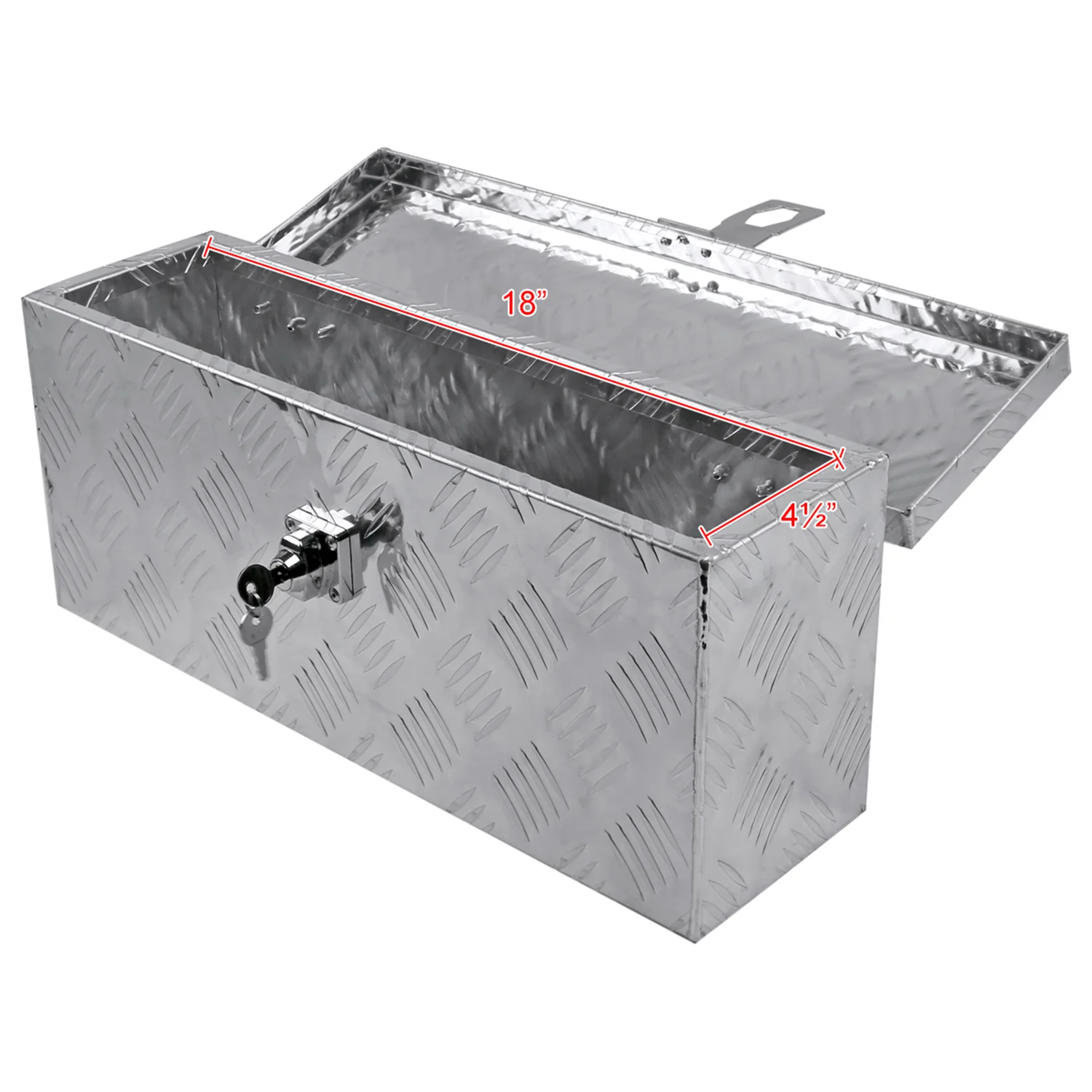 Universal 20" Heavy Duty Silver Aluminum Tool Box w/ Lock & Keys - Image 3