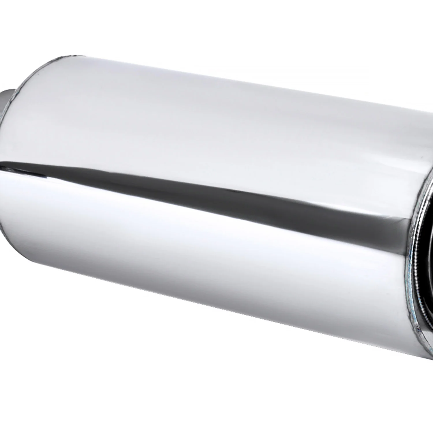 Universal 3" Inlet/4" Outlet S.Steel Spiral Flow Exhaust Muffler w/ Slanted Tip - Image 7