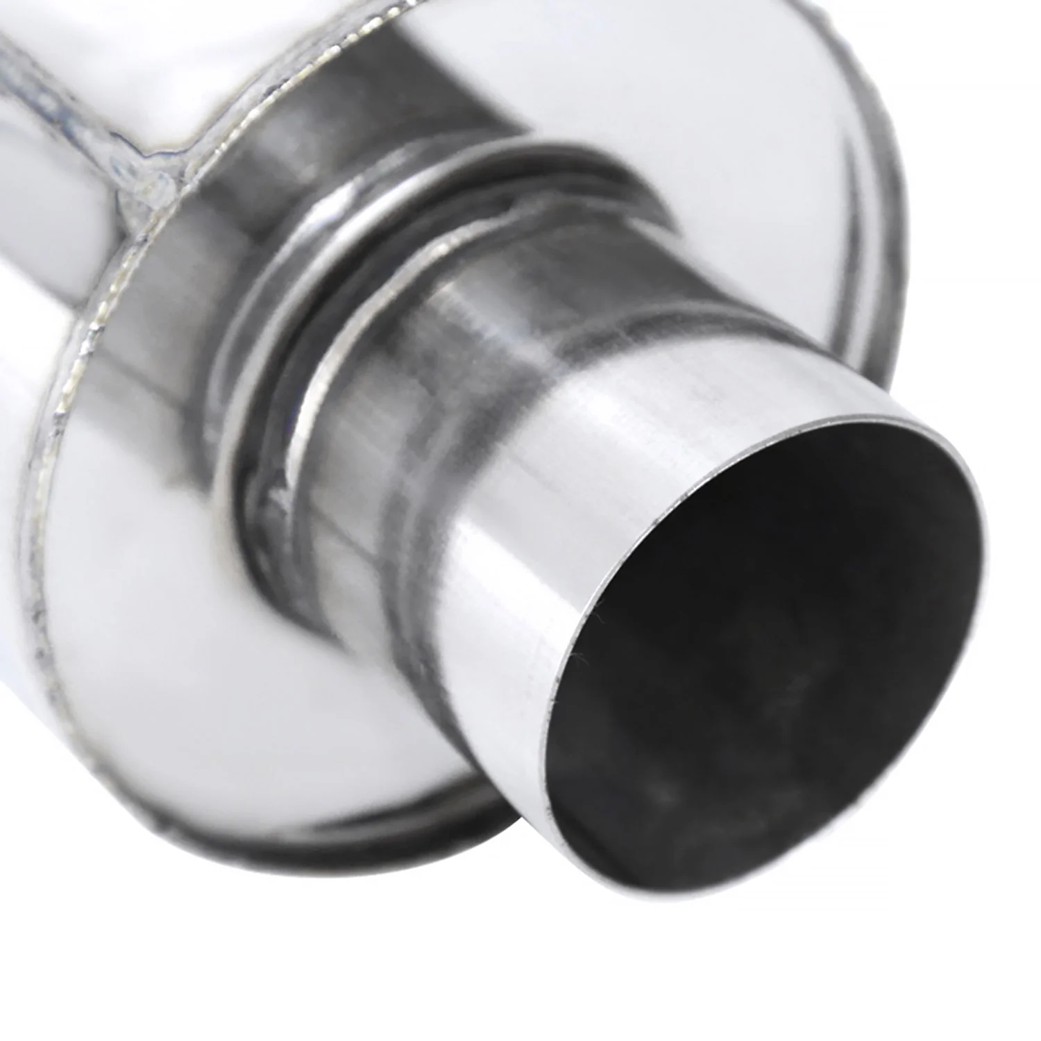 Universal 3" Inlet/4" Outlet S.Steel Spiral Flow Exhaust Muffler w/ Slanted Tip - Image 8