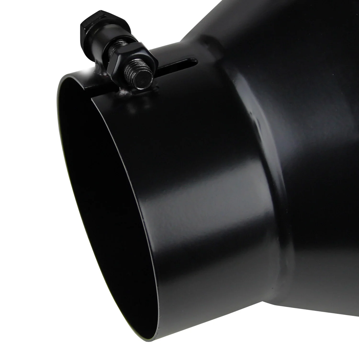 Universal 4" Inlet/6" Outlet Black Stainless Steel Bolt-On Angled Exhaust Tip - Image 5