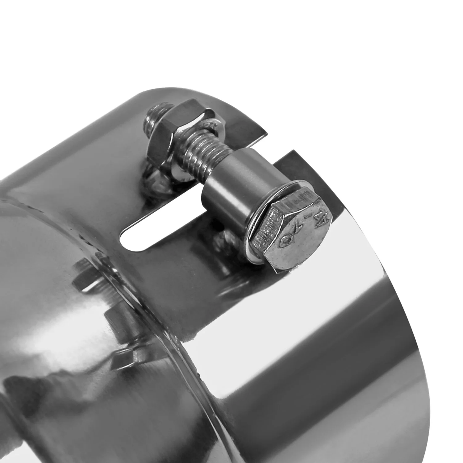 Universal 4" Inlet/6" Outlet Chrome Stainless Steel Bolt-On Angled Exhaust Tip - Image 2
