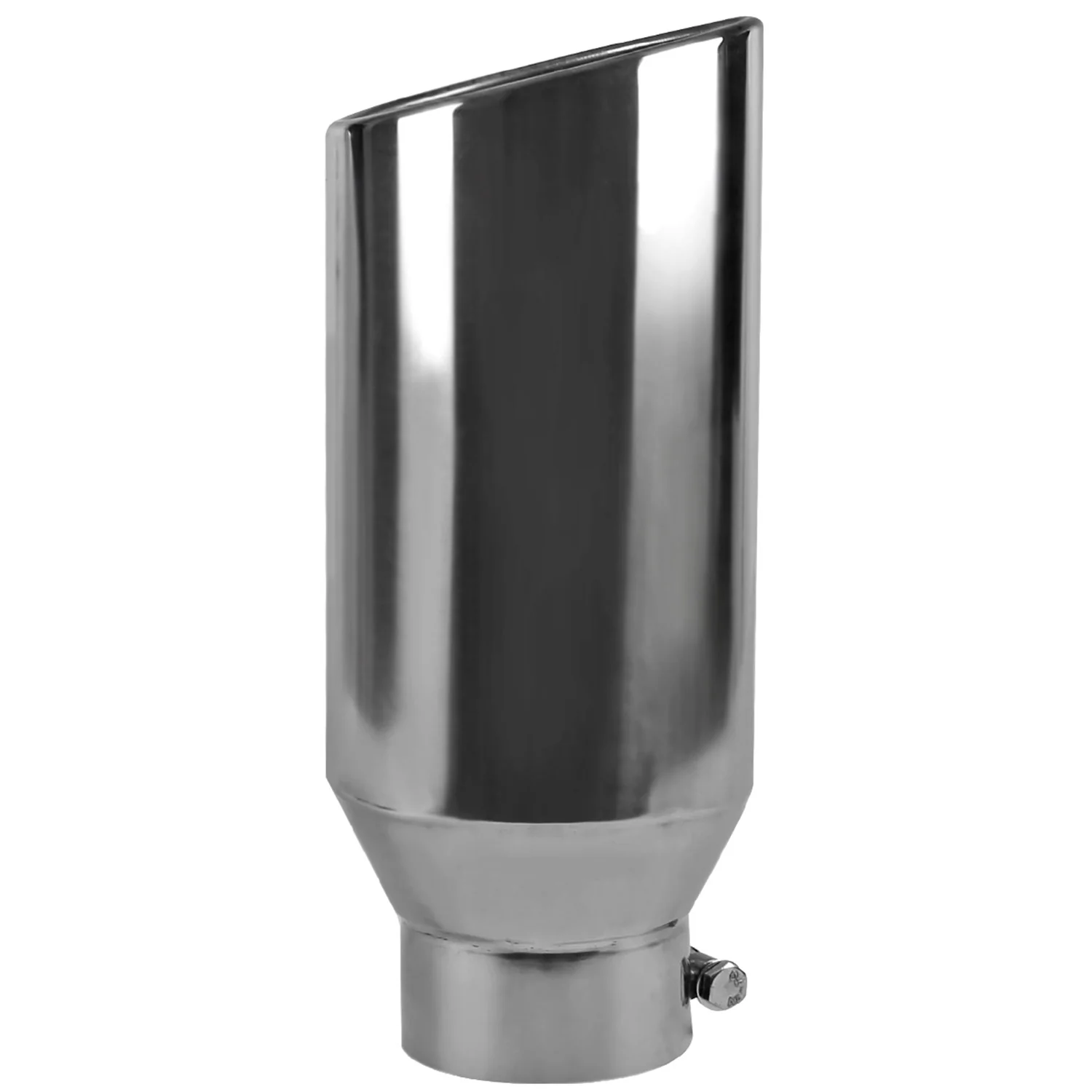 Universal 4" Inlet/6" Outlet Chrome Stainless Steel Bolt-On Angled Exhaust Tip - Image 4