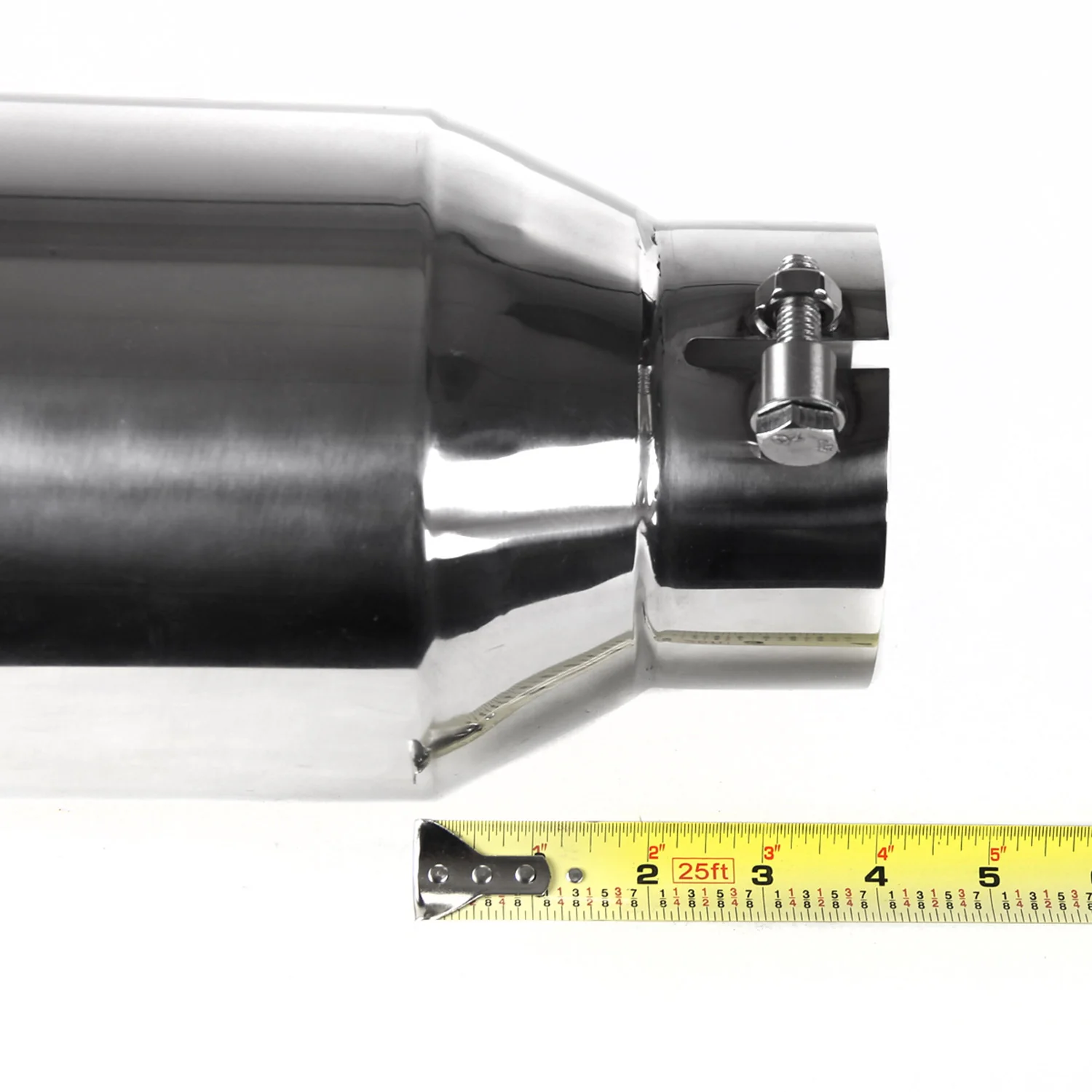Universal 4" Inlet/6" Outlet Chrome Stainless Steel Bolt-On Angled Exhaust Tip - Image 6