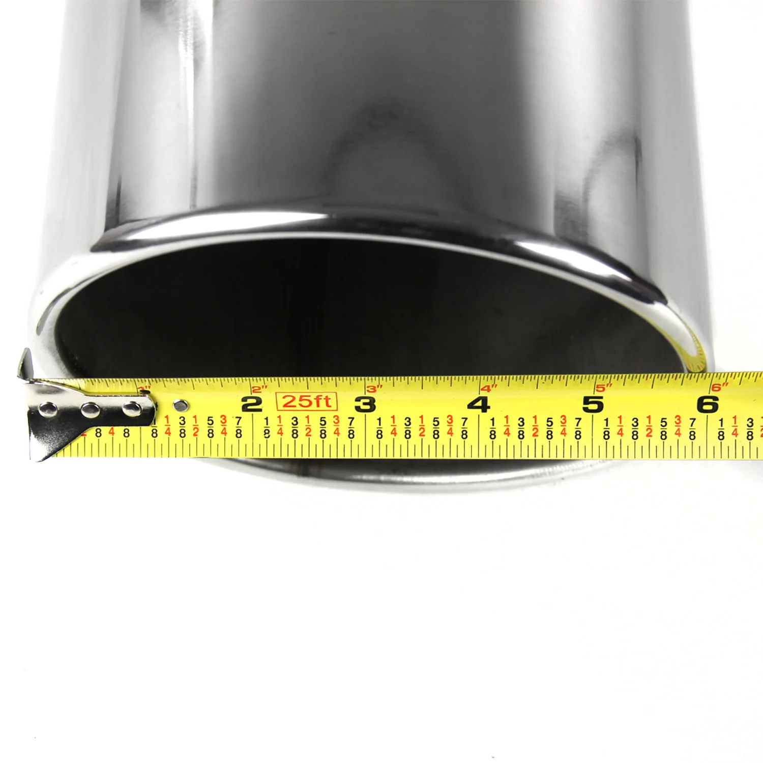 Universal 4" Inlet/6" Outlet Chrome Stainless Steel Bolt-On Angled Exhaust Tip - Image 8