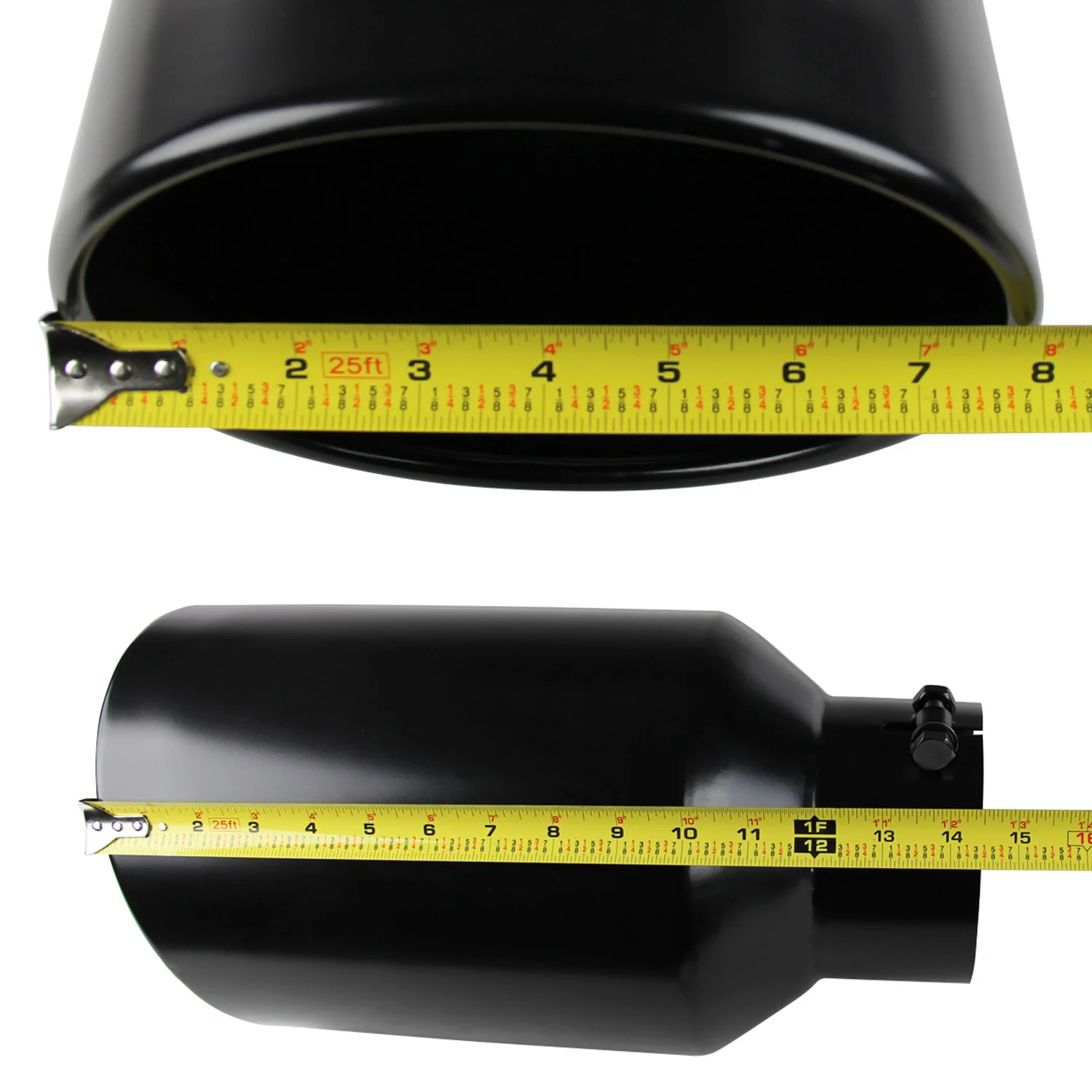Universal 4" Inlet/8" Outlet Black Stainless Steel Bolt-On Angled Exhaust Tip - Image 2