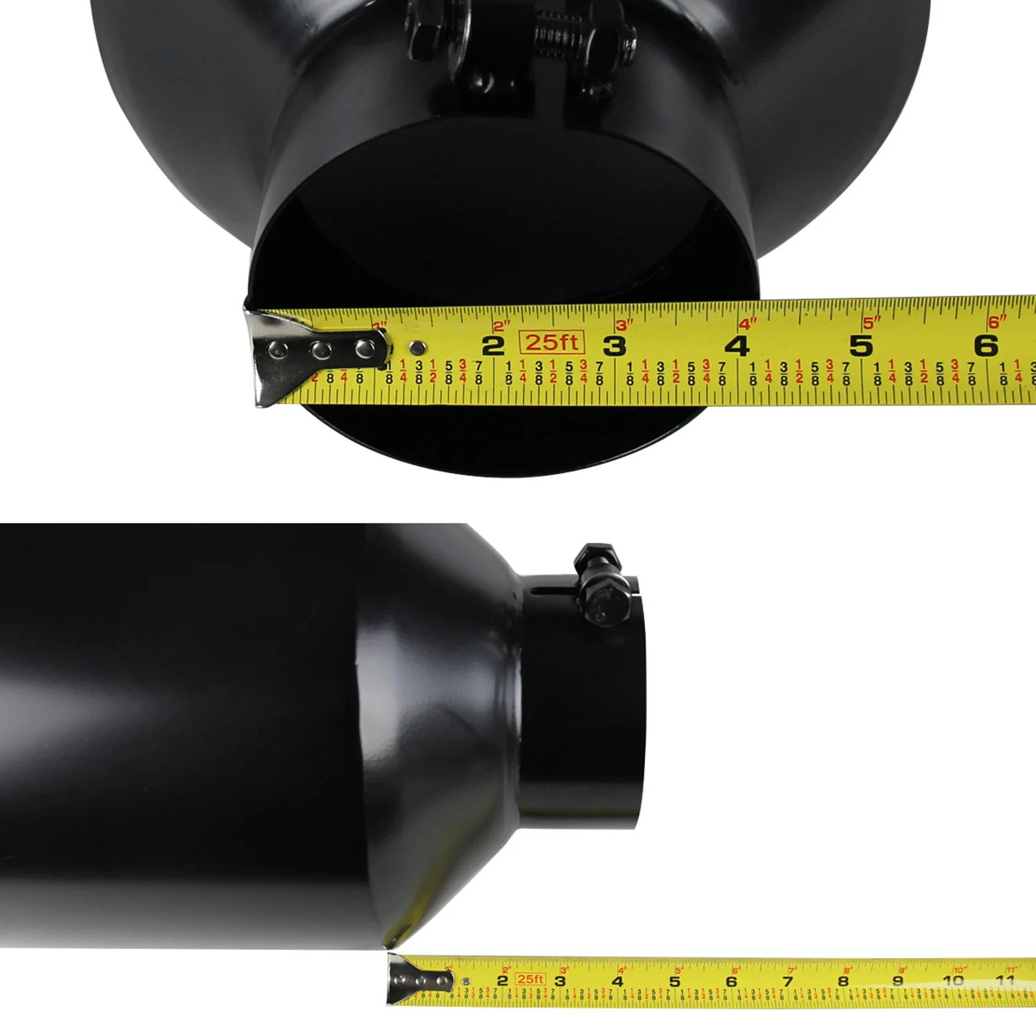 Universal 4" Inlet/8" Outlet Black Stainless Steel Bolt-On Angled Exhaust Tip - Image 3