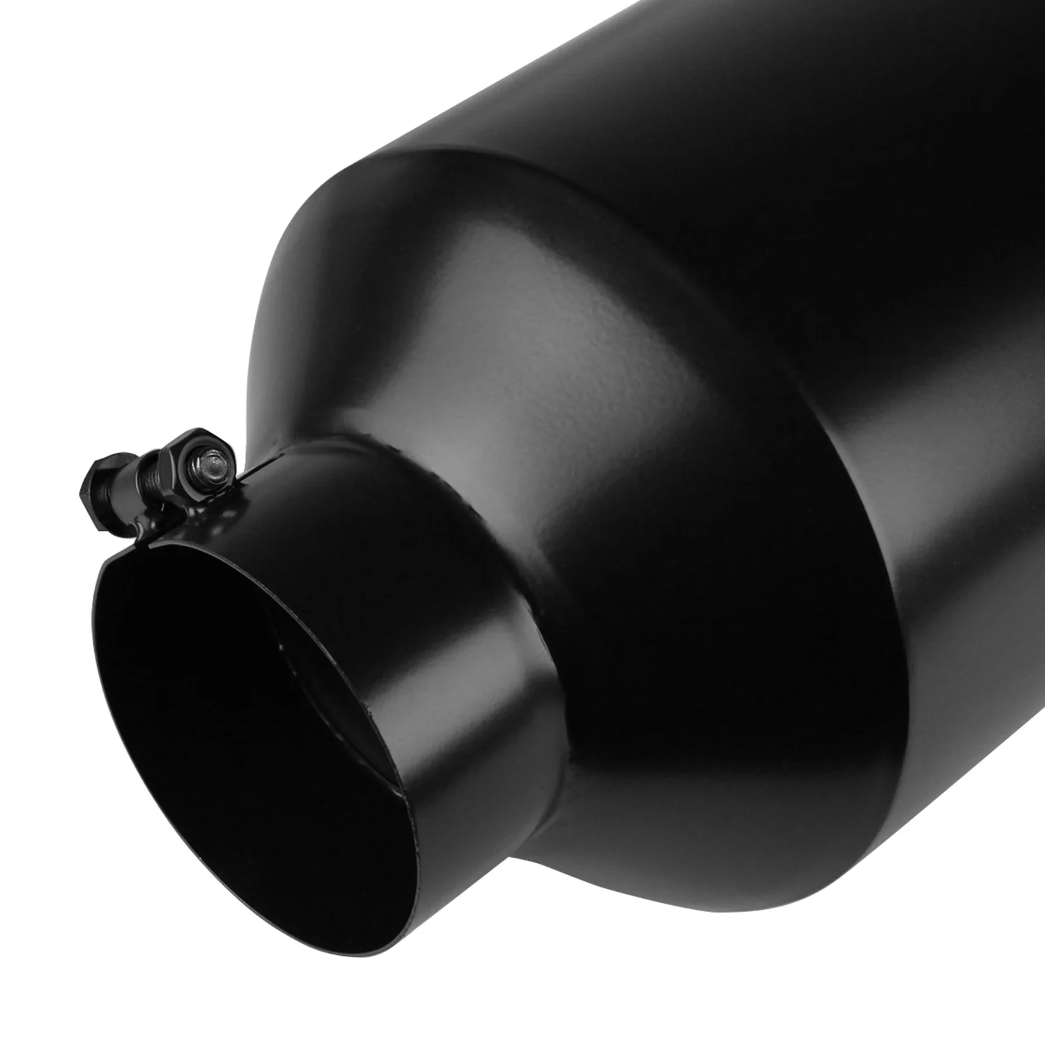 Universal 4" Inlet/8" Outlet Black Stainless Steel Bolt-On Angled Exhaust Tip - Image 5