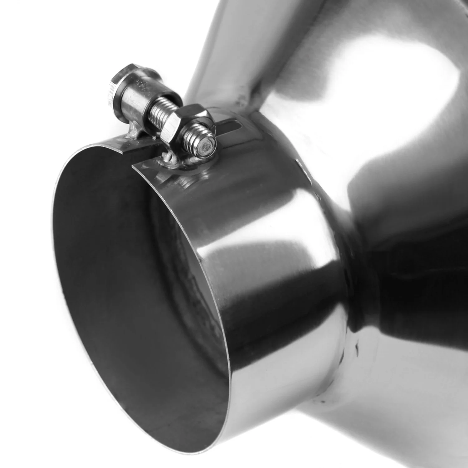 Universal 4" Inlet/8" Outlet Chrome Stainless Steel Bolt-On Angled Exhaust Tip - Image 2