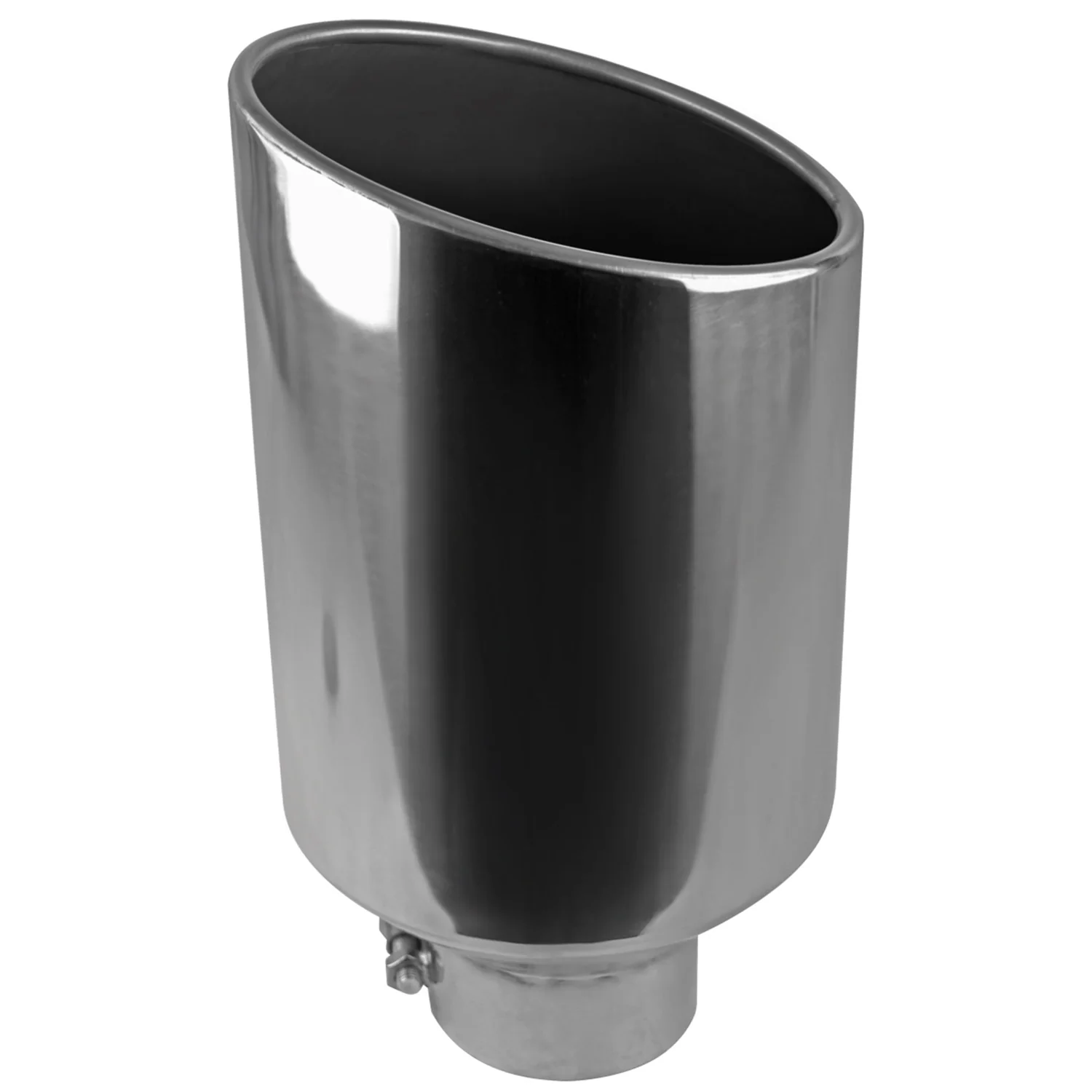 Universal 4" Inlet/8" Outlet Chrome Stainless Steel Bolt-On Angled Exhaust Tip - Image 4