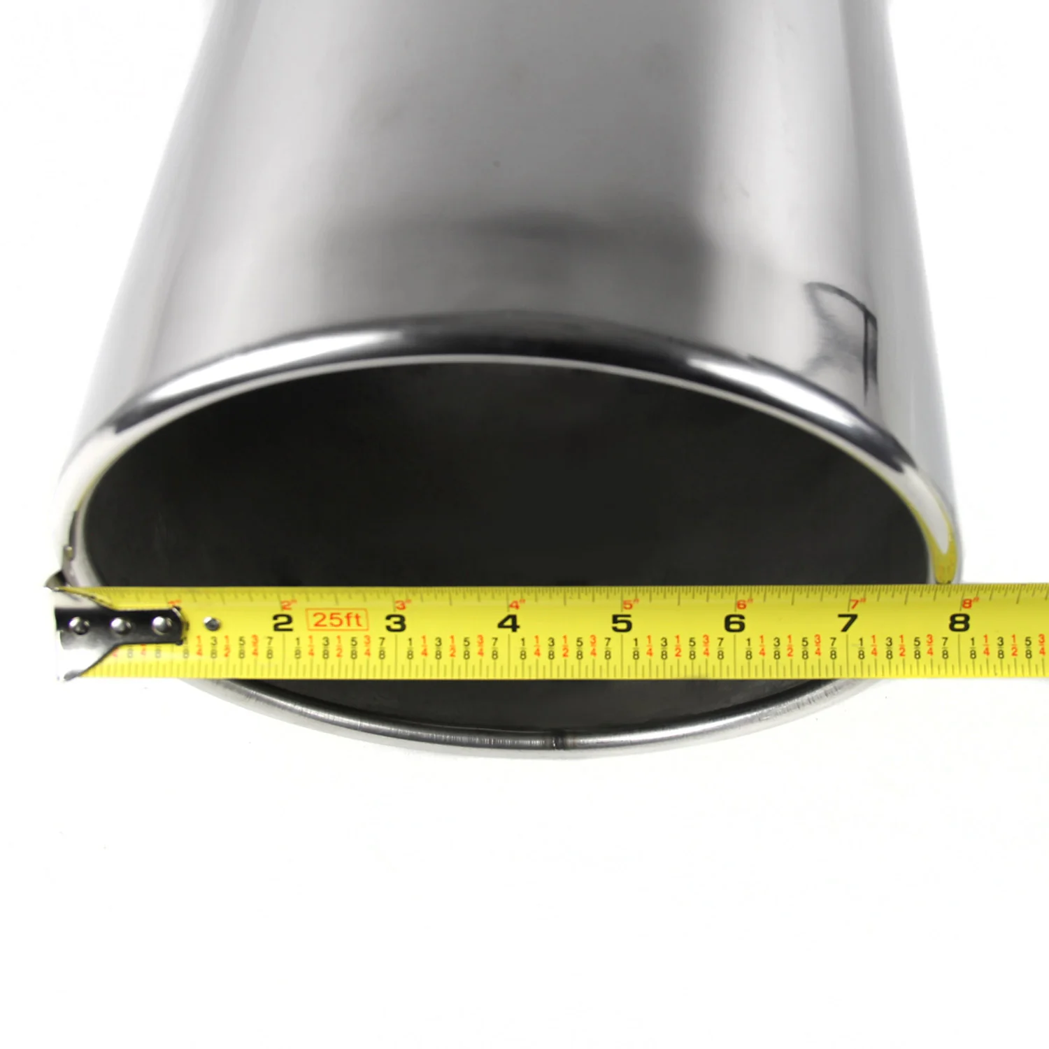 Universal 4" Inlet/8" Outlet Chrome Stainless Steel Bolt-On Angled Exhaust Tip - Image 8