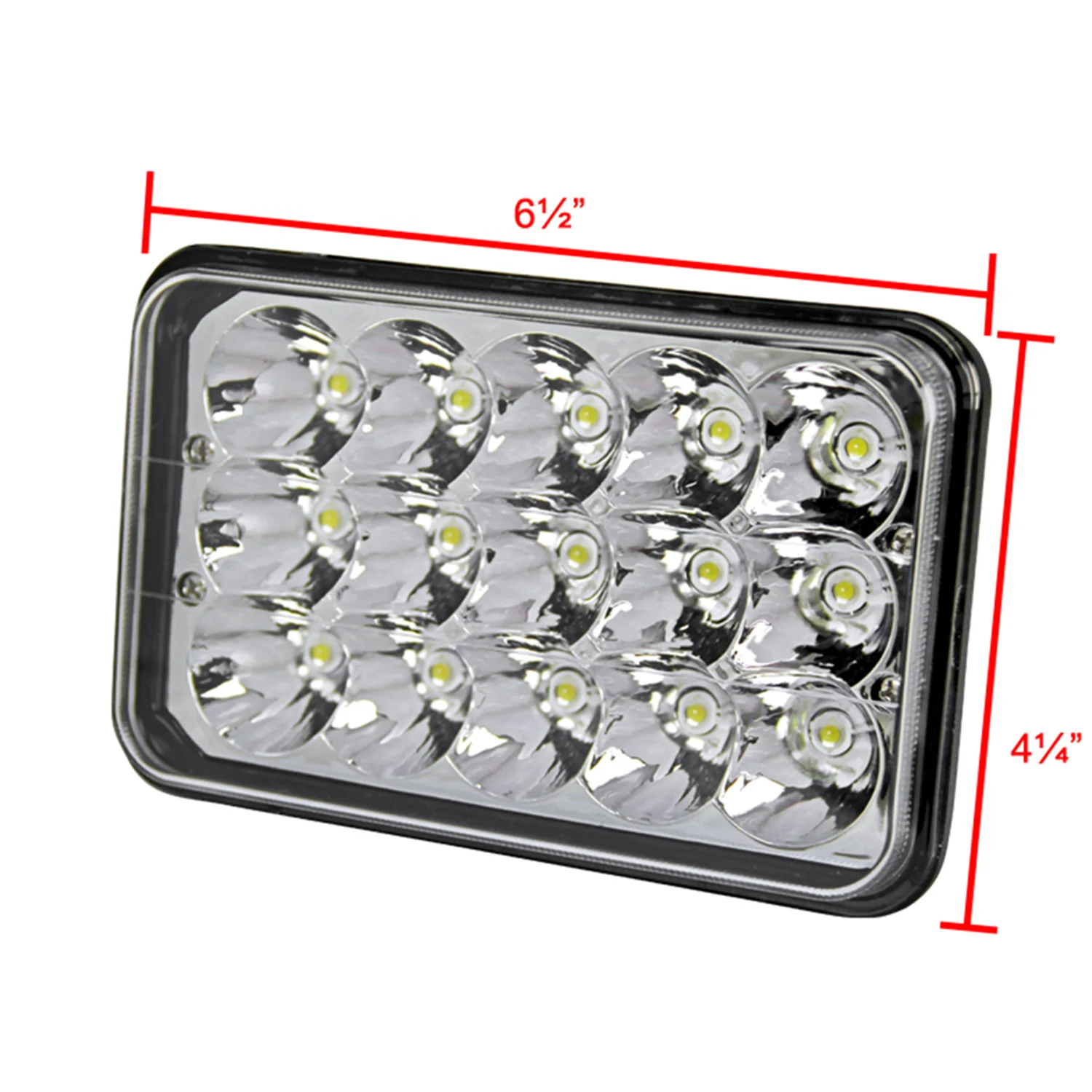 Universal 4"x6" 15-LED Sealed Beam Headlights w/ H4 Plug Black Alu Housing/PMMA - Image 4
