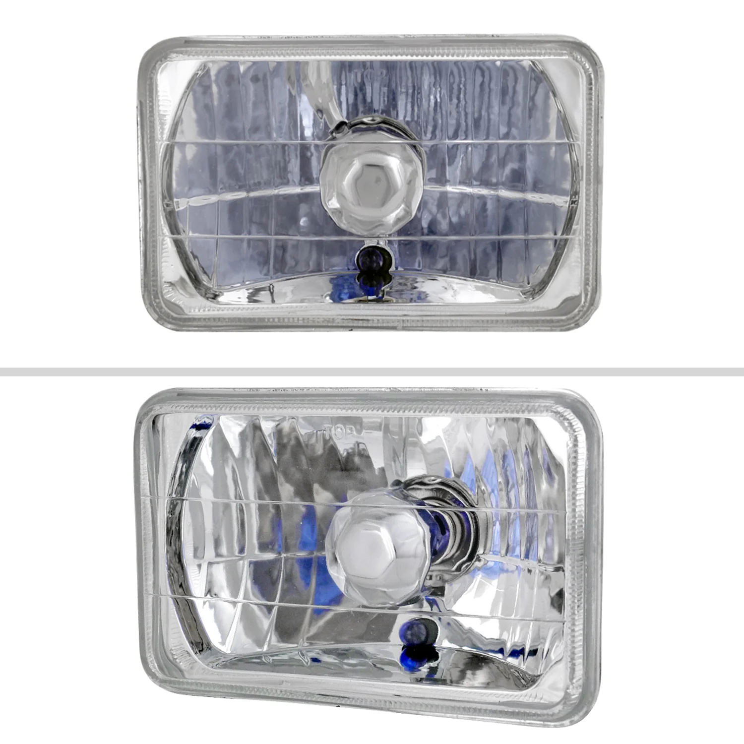 Universal 4"x6" H4 Crystal Headlights Chrome Housing/Glass Lens - Image 3