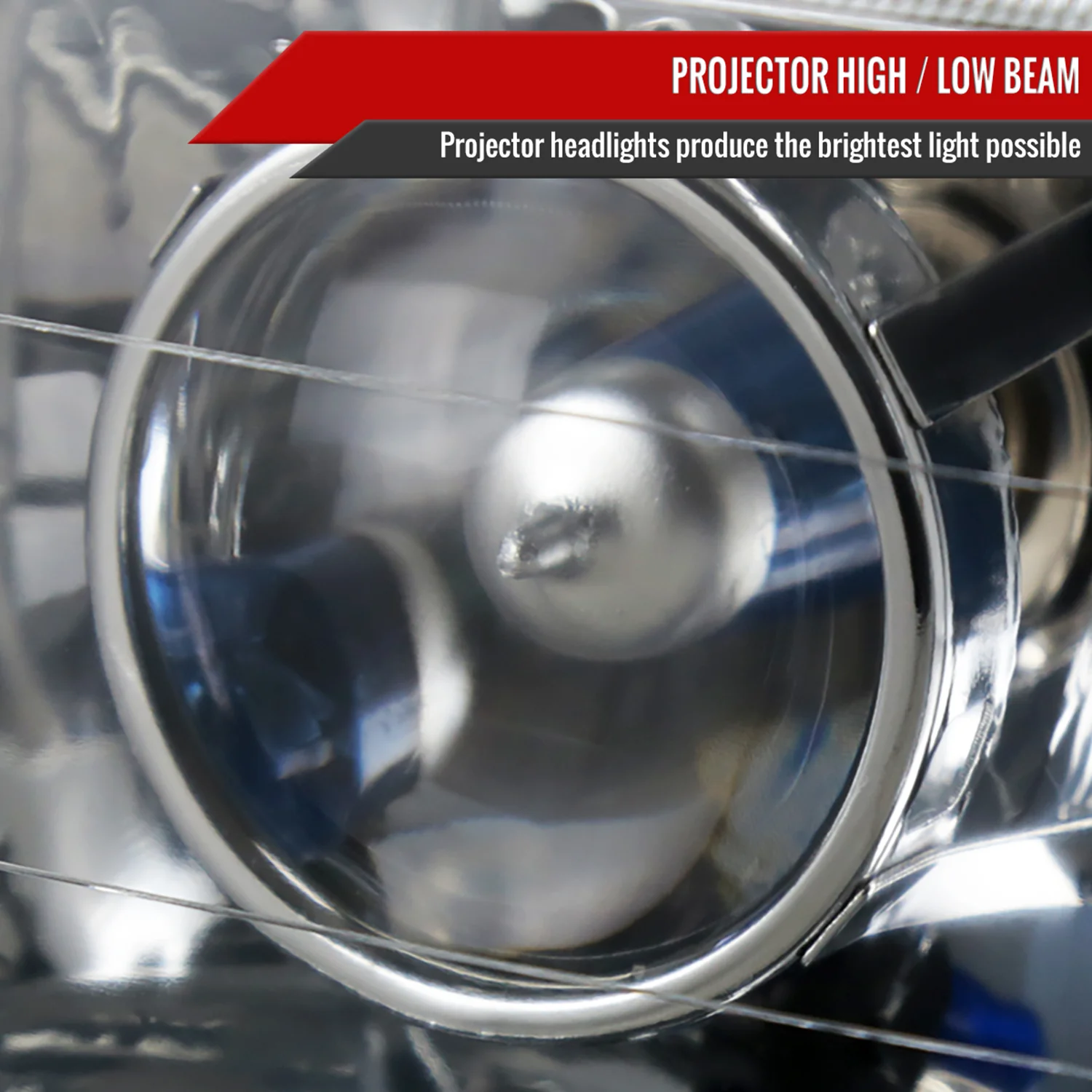 Universal 4"x6" H4 Projector Headlights Chrome Housing/Glass Lens - Image 4