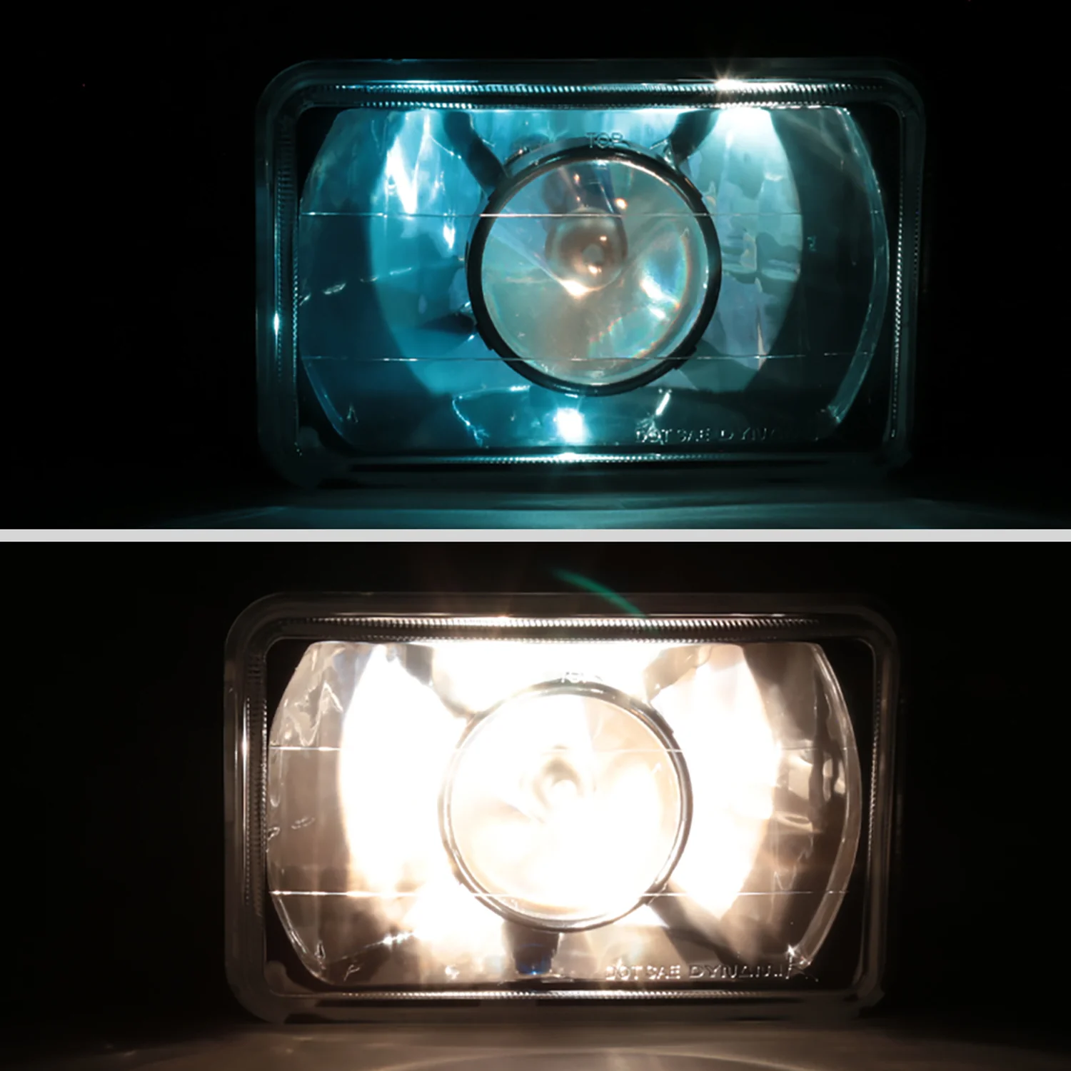 Universal 4"x6" H4 Projector Headlights Matte Black Housing/Glass Lens - Image 2