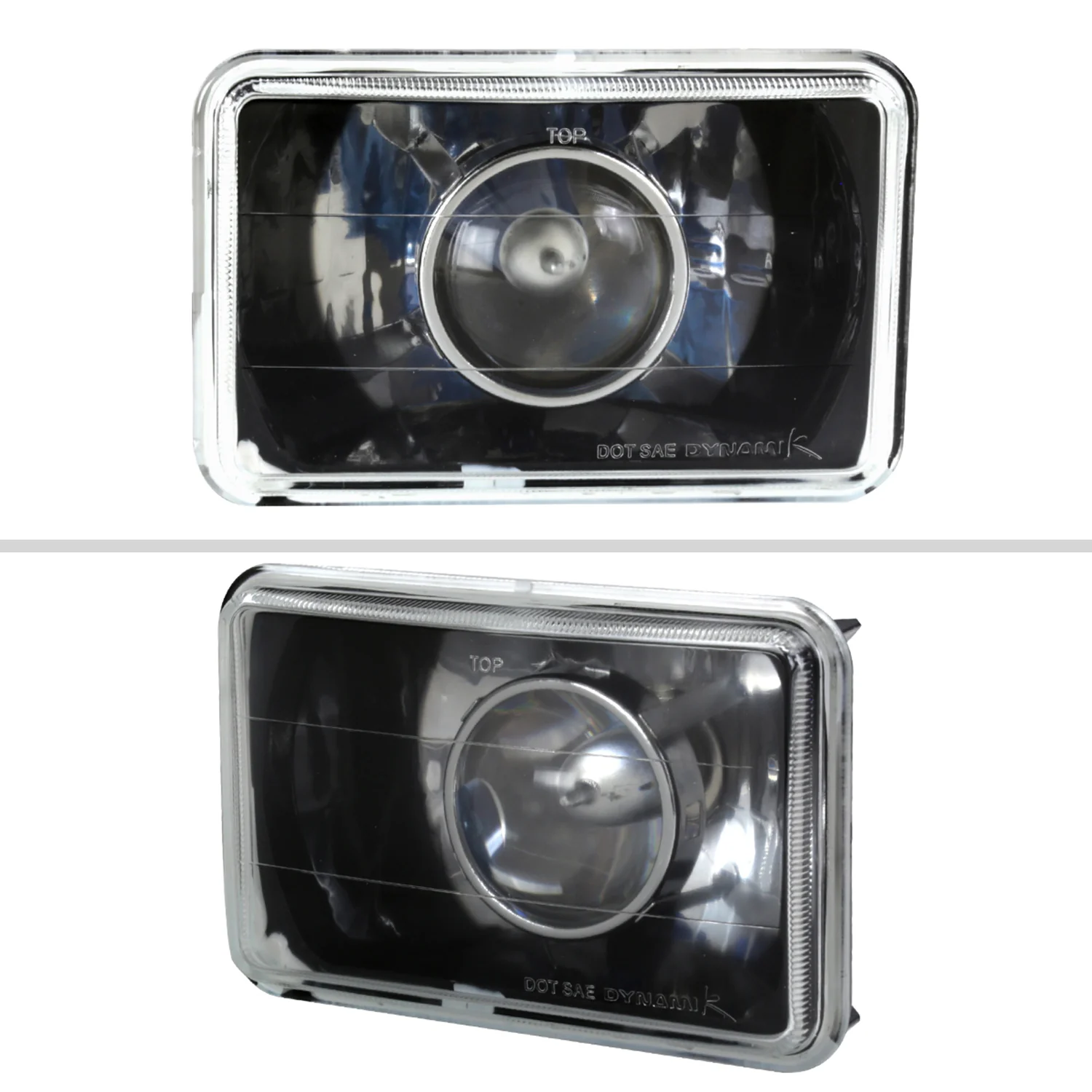 Universal 4"x6" H4 Projector Headlights Matte Black Housing/Glass Lens - Image 3
