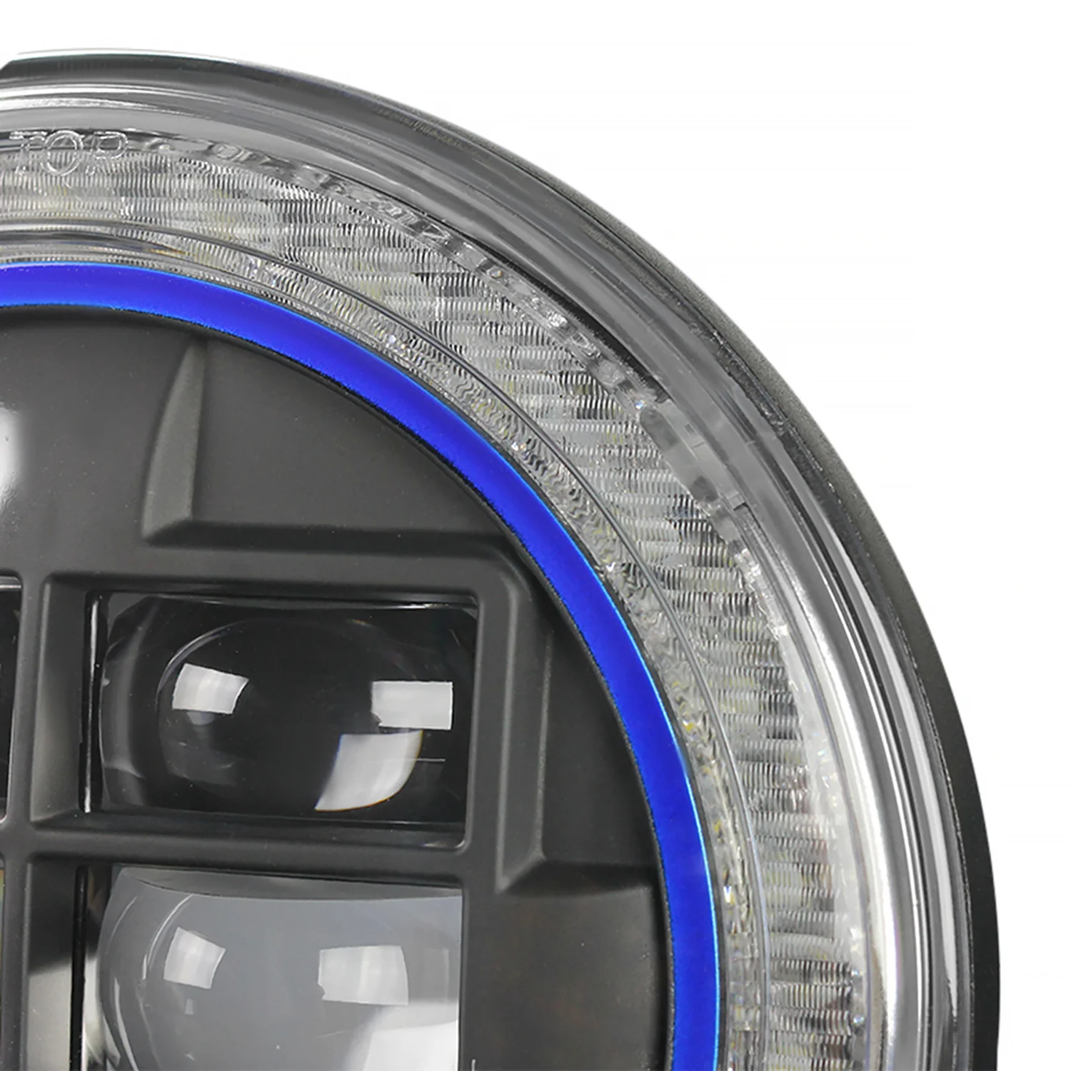 Universal 7" Round Cree LED Blue Rim Halo Projector Headlight - 1PC Matt Black - Image 4