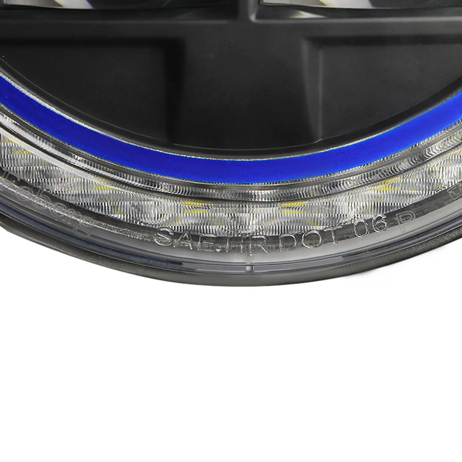 Universal 7" Round Cree LED Blue Rim Halo Projector Headlight - 1PC Matt Black - Image 5