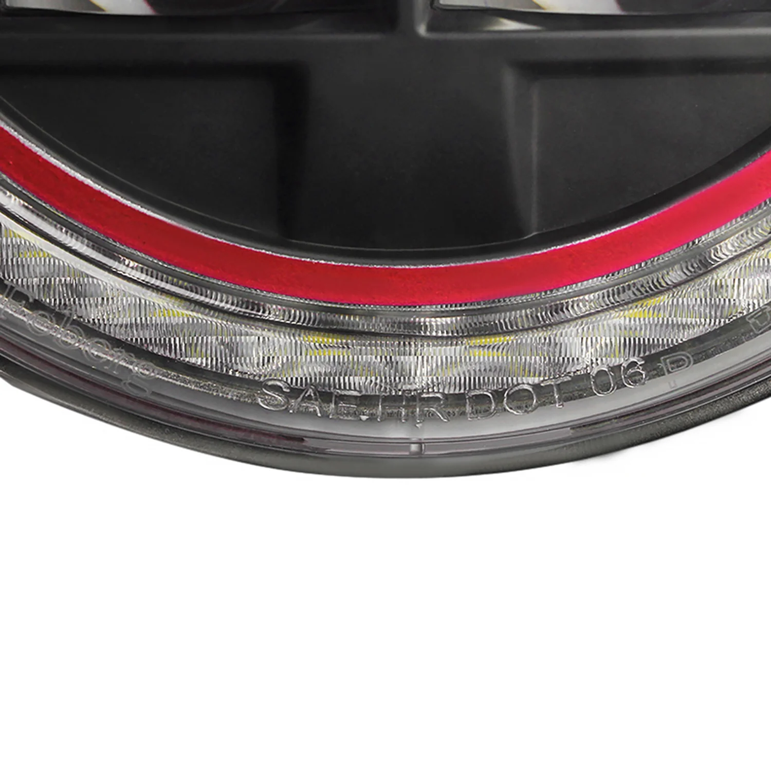 Universal 7" Round Cree LED Red Rim Halo Projector Headlight - 1PC Matt Black - Image 5