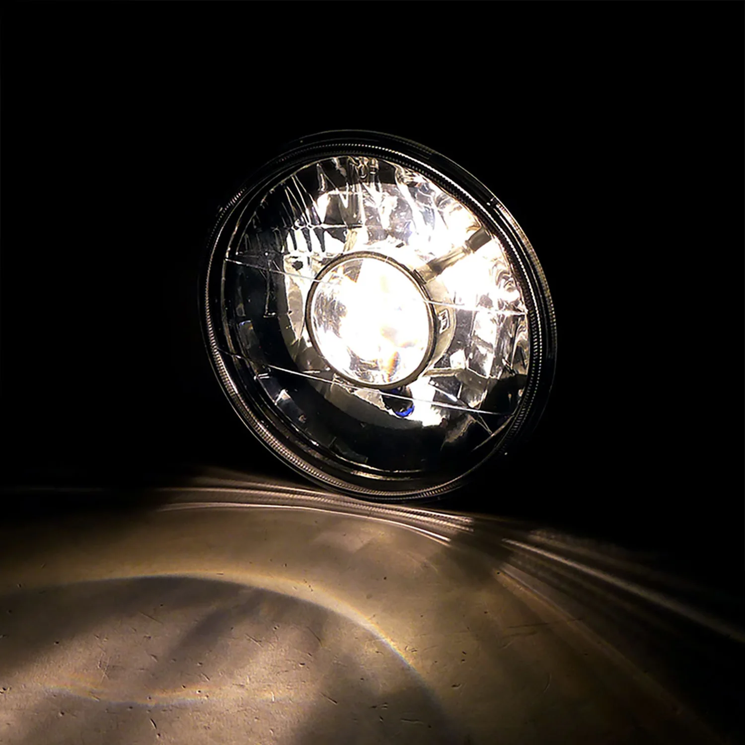Universal 7" Round H4 Projector Headlights Matte Black Housing/Clear Lens - Image 2