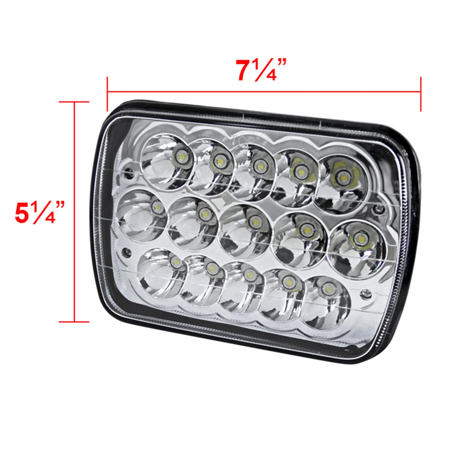 Universal 7"x6" 15-LED Sealed Beam Headlights w/ H4 Plug Black Alu Housing/PMMA - Image 3