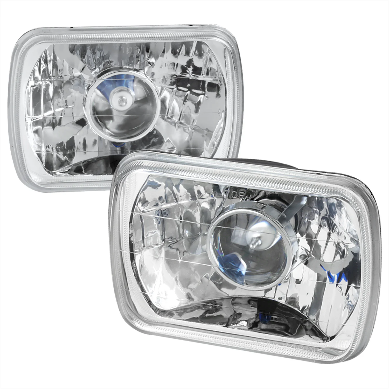 Universal 7"x6" H4 Projector Headlights Chrome Housing/Clear Lens