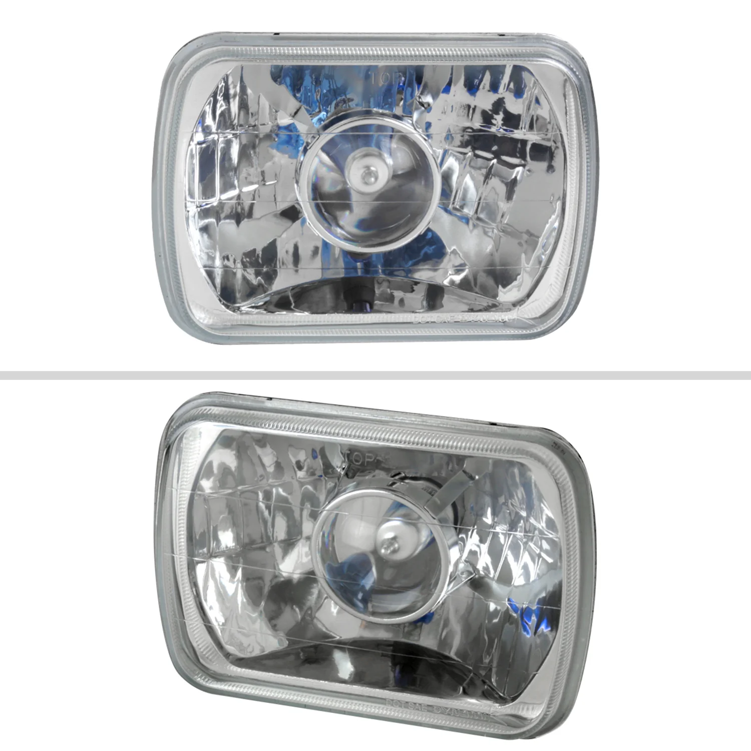 Universal 7"x6" H4 Projector Headlights Chrome Housing/Clear Lens - Image 3