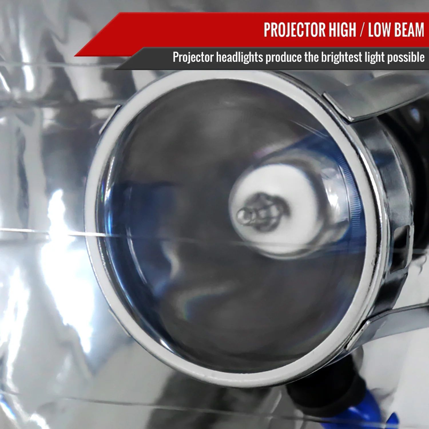 Universal 7"x6" H4 Projector Headlights Chrome Housing/Clear Lens - Image 4