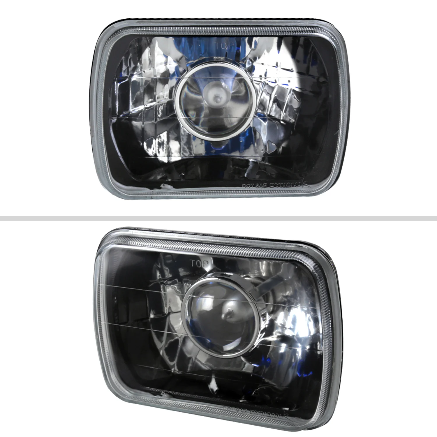 Universal 7"x6" H4 Projector Headlights Matte Black Housing/Clear Lens - Image 3