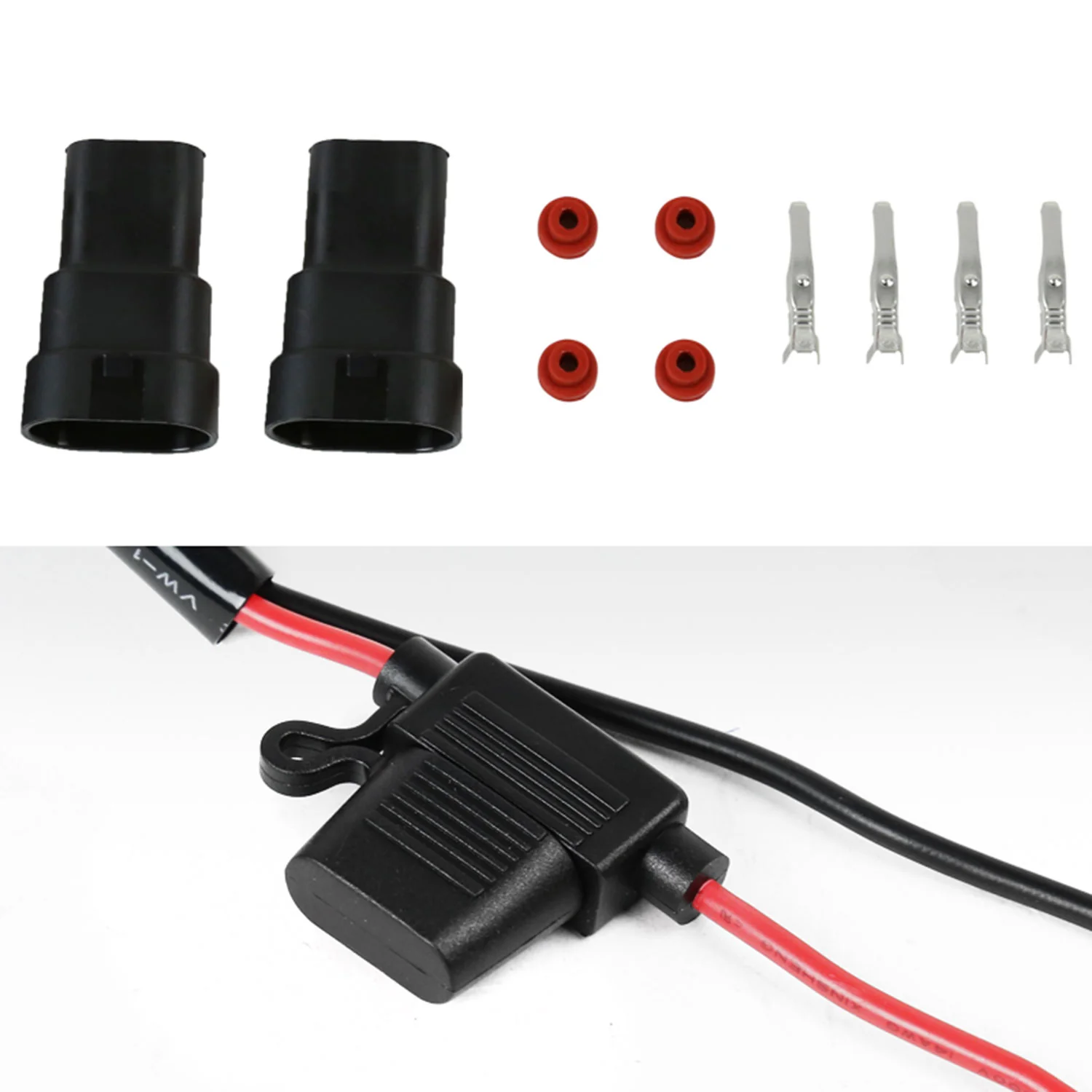 Universal 9' 14 Gauge Fog Lights Wiring Kit 2 Connectors Fuse Switch & Relay - Image 8