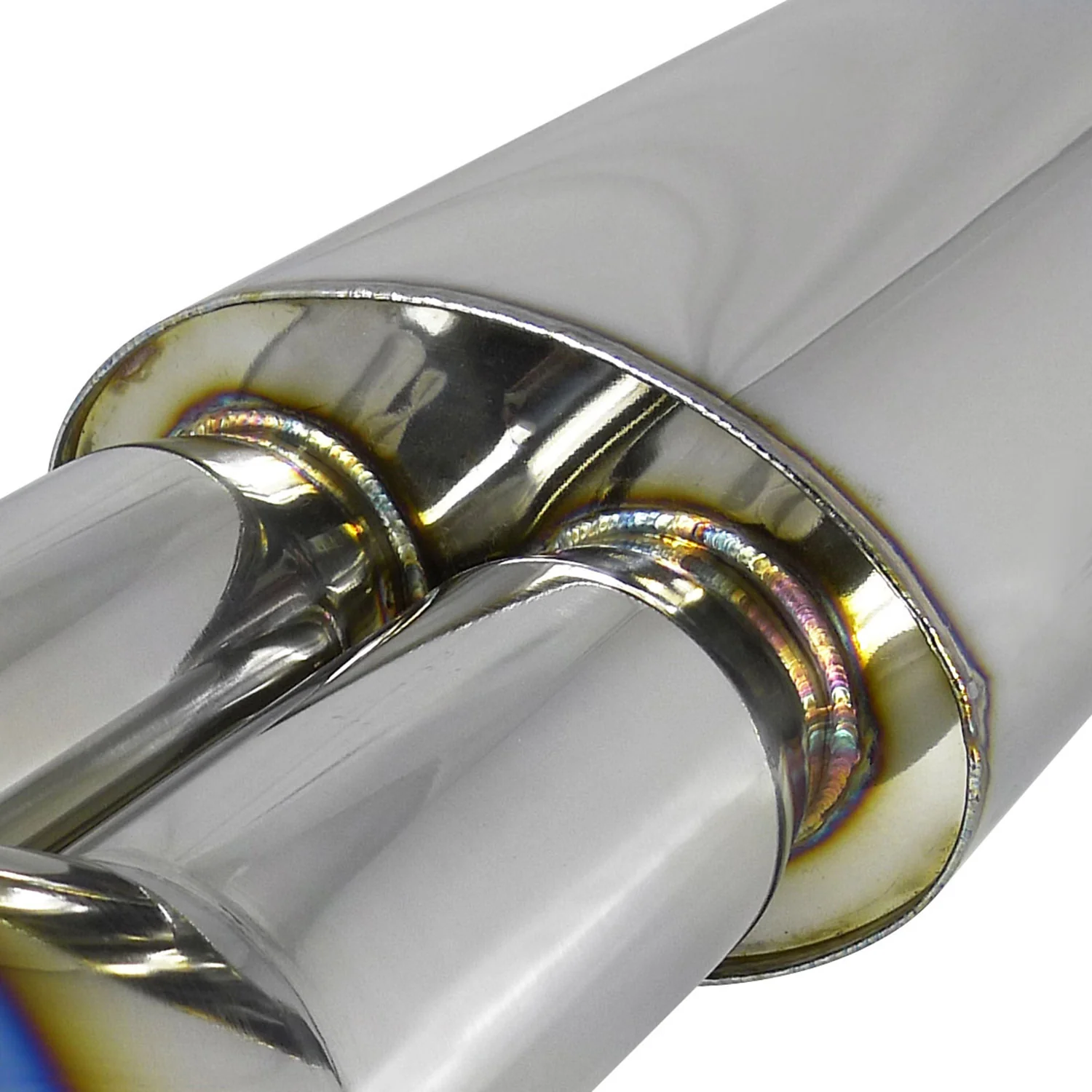 Universal DTM Style 2.5" Inlet/3" Outlet Steel Exhaust Muffler w/Dual Burnt Tips - Image 4