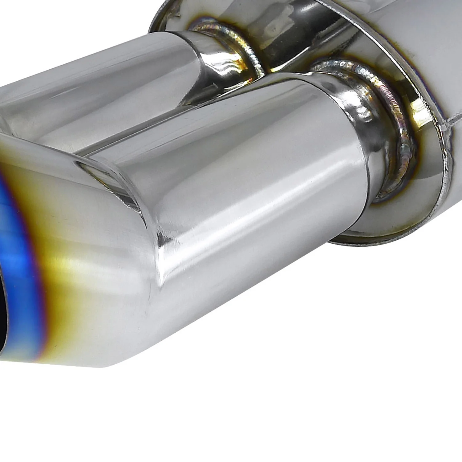 Universal DTM Style 2.5" Inlet/3" Outlet Steel Exhaust Muffler w/Dual Burnt Tips - Image 6
