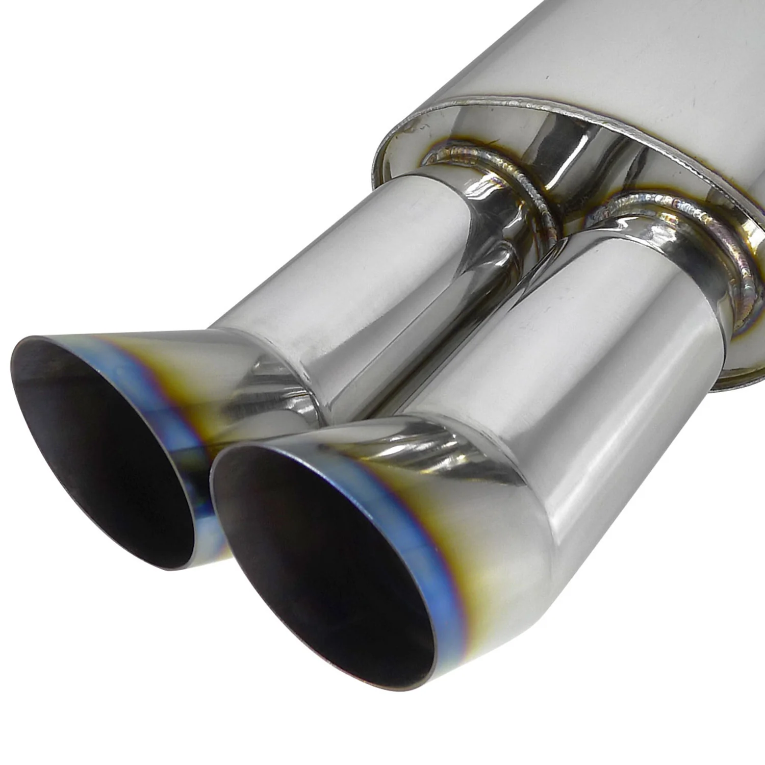 Universal DTM Style 2.5" Inlet/3" Outlet Steel Exhaust Muffler w/Dual Burnt Tips - Image 8