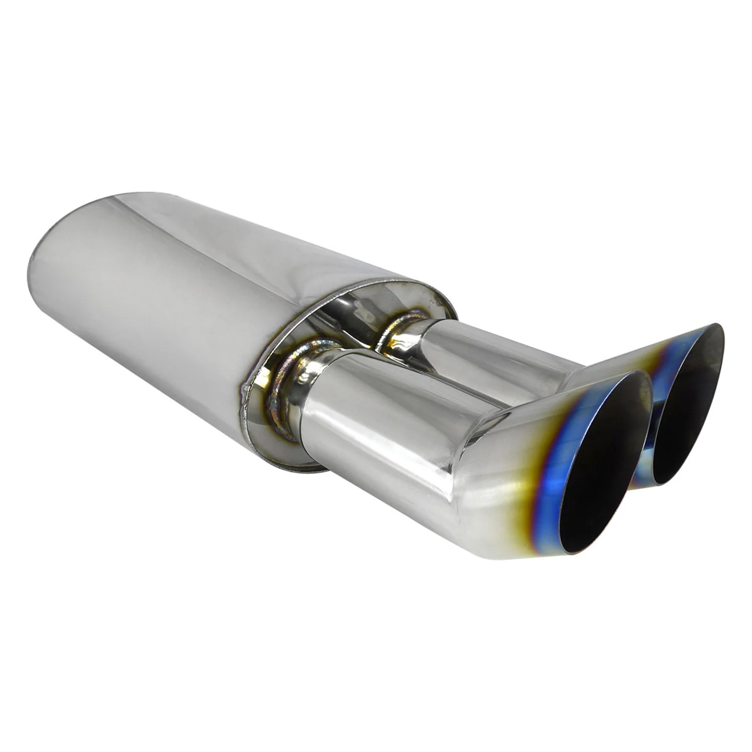 Universal DTM Style 2.5" Inlet/3" Outlet Steel Exhaust Muffler w/Dual Burnt Tips - Image 9