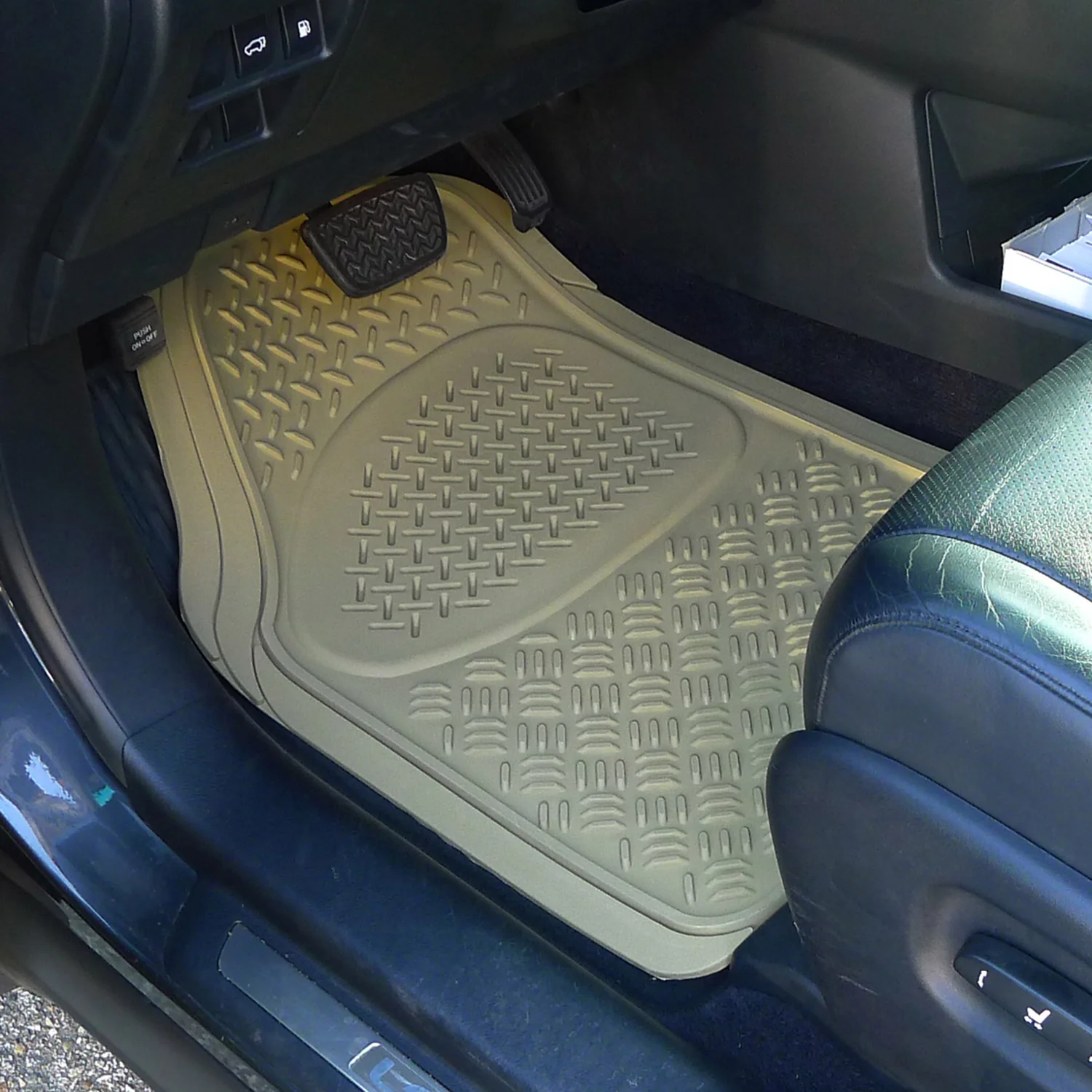 Universal fit Rubber Car Floor Mats Trunk Cargo Liner All Weather 4Pcs Beige - Image 8