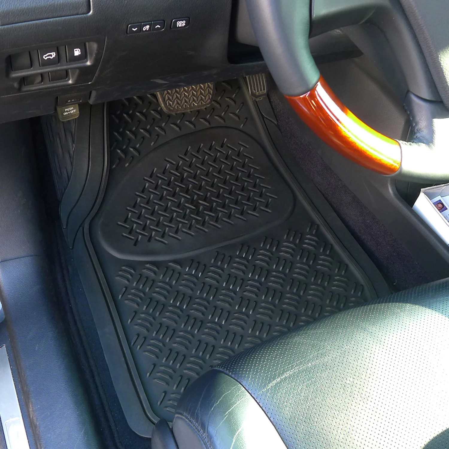 Universal fit Rubber Car Floor Mats Trunk Cargo Liner All Weather 4Pcs Black - Image 8