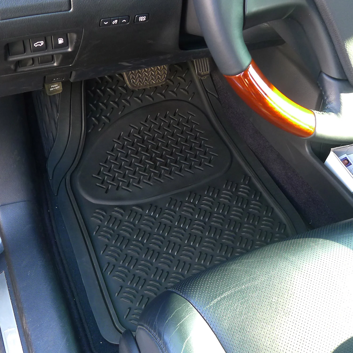 Universal fit Rubber Car Floor Mats Trunk Cargo Liner All Weather 5Pcs Black - Image 8