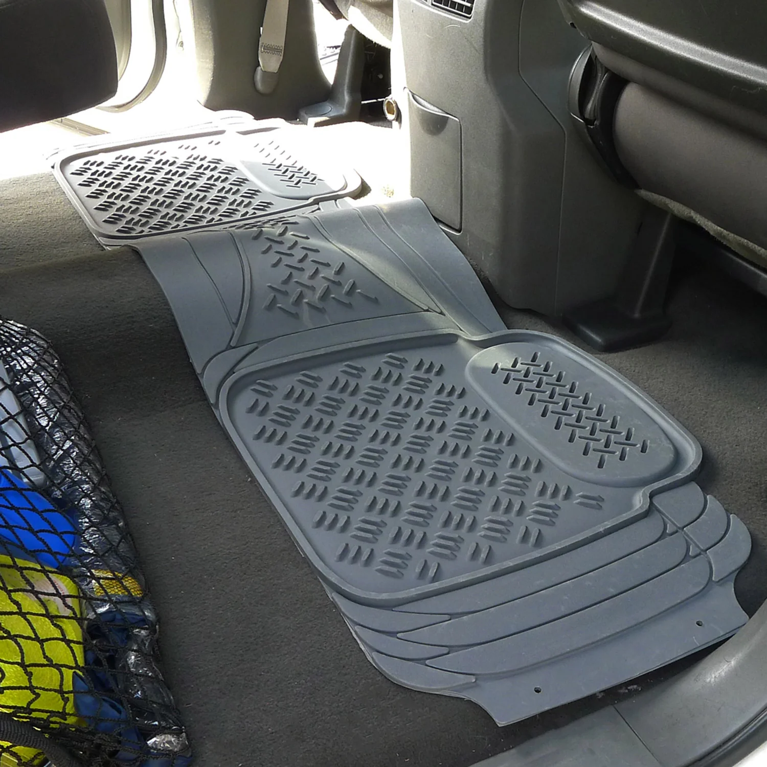 Universal fit Rubber Car Floor Mats Trunk Cargo Liner All Weather 5Pcs Gray - Image 9