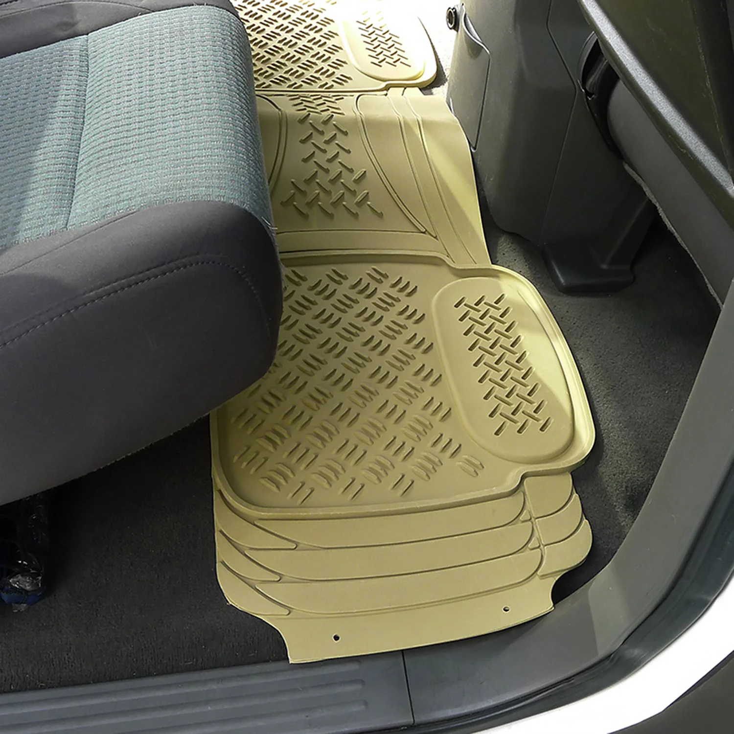 Universal fit Rubber NonSlip Car Floor Mats Liner All Weather 4Pcs Beige - Image 8